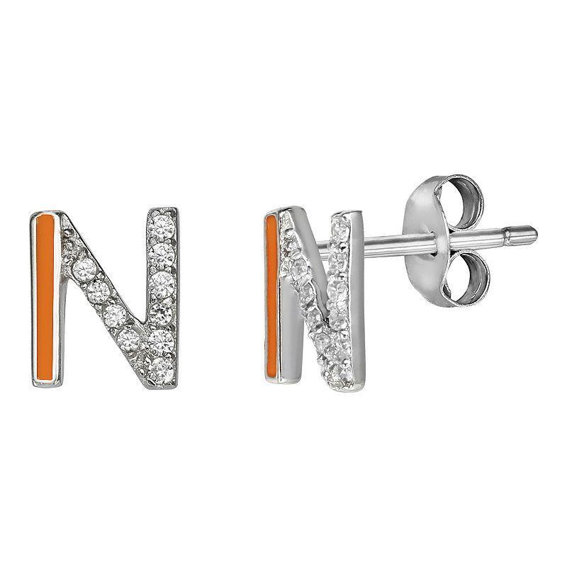 PRIMROSE Sterling Silver Cubic Zirconia Initial Stud Earrings, Women's, Orange K Product Image