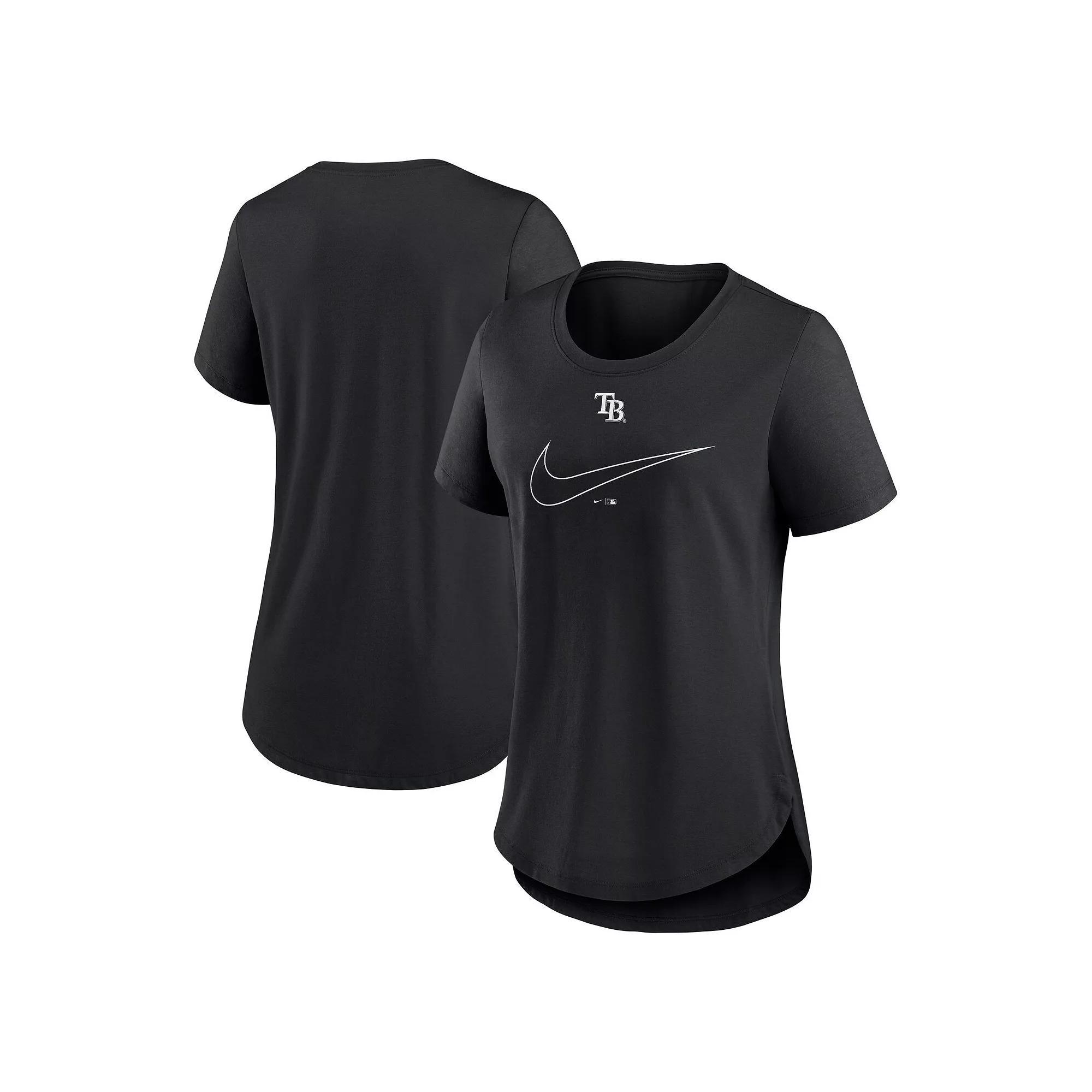 Women's Nike Black Texas Rangers Big Swoosh Tri-Blend Scoop Neck T-Shirt, Size: Small Product Image
