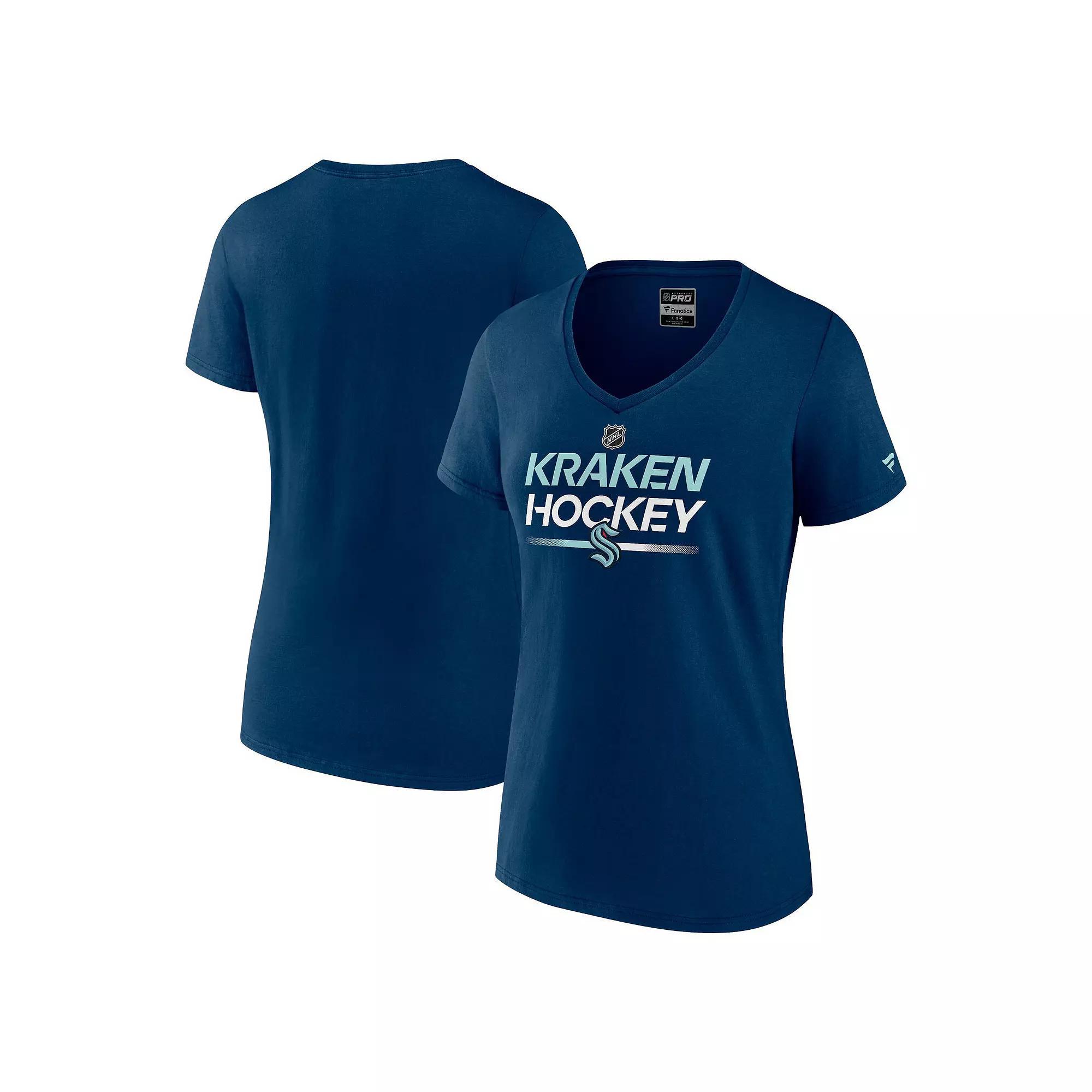 Womens Fanatics Branded Deep Sea Blue Seattle Kraken Authentic Pro V-Neck T-Shirt Krk Blue Product Image