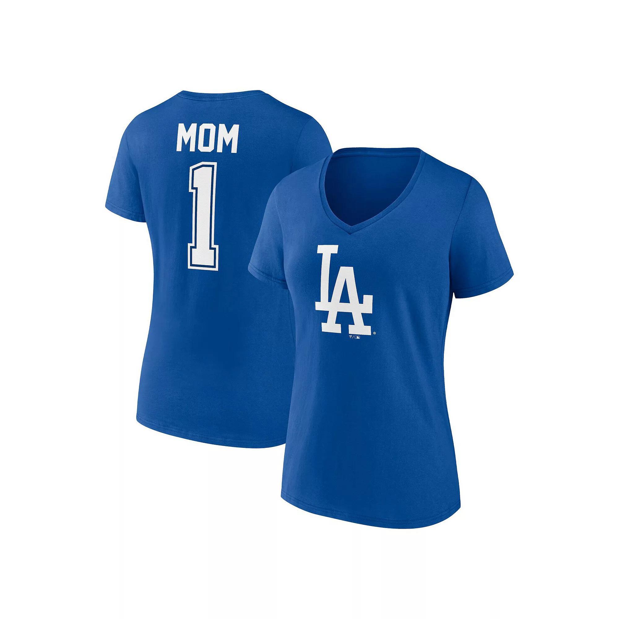 Women's Fanatics Branded Royal Los Angeles Dodgers Plus Size Mother's Day #1 Mom V-Neck T-Shirt, Size: 3XL, Blue Product Image