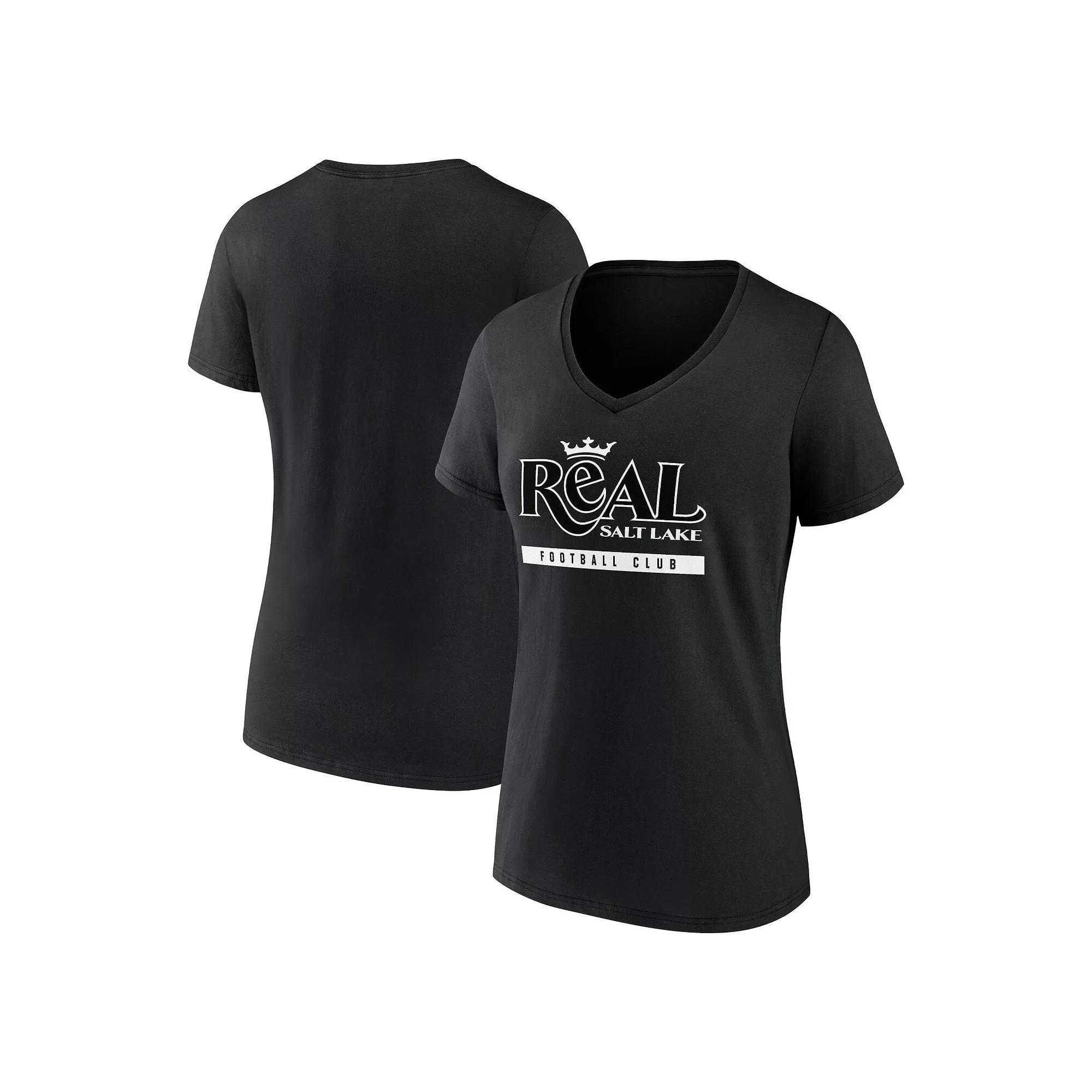 Women's Fanatics Branded Black Real Salt Lake Fundamentals Stealth V-Neck T-Shirt, Size: Large, Slt Black Product Image