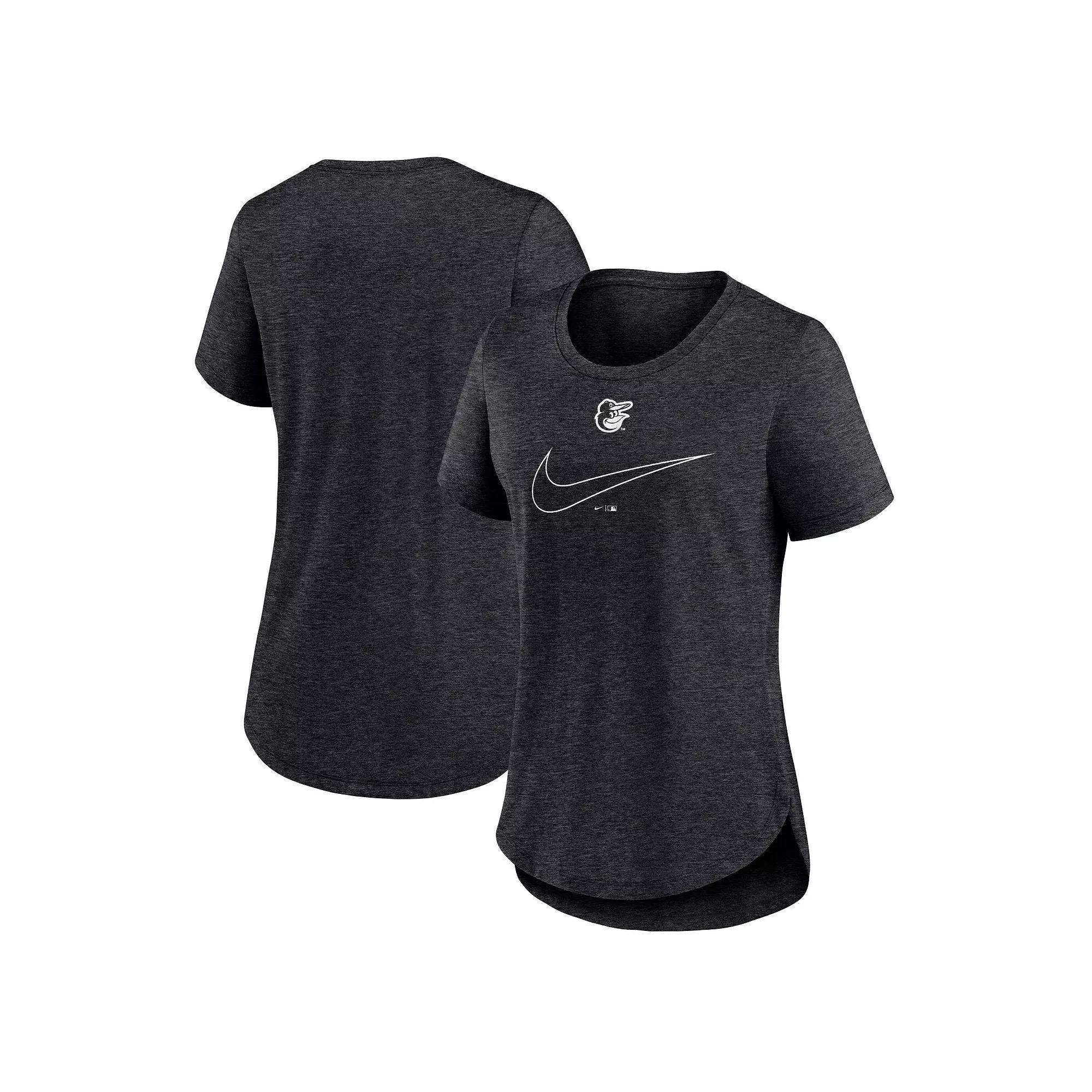 Women's Nike Black Texas Rangers Big Swoosh Tri-Blend Scoop Neck T-Shirt, Size: Small Product Image