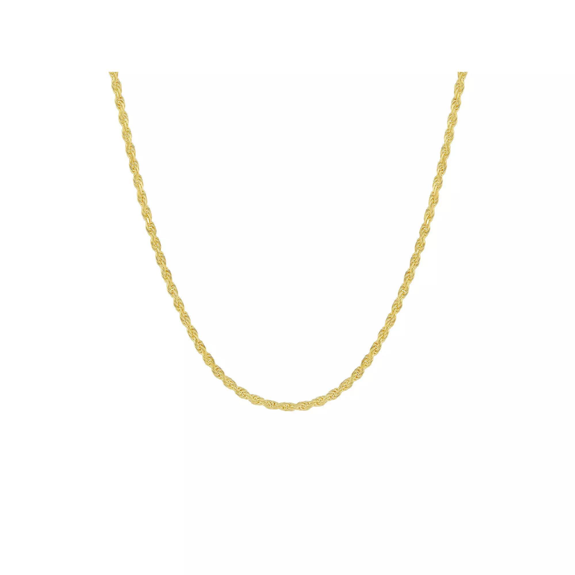 PRIMROSE 24k Gold Over Silver 20-in. Rope Chain, Women's, Size: 24", Gold Tone Product Image