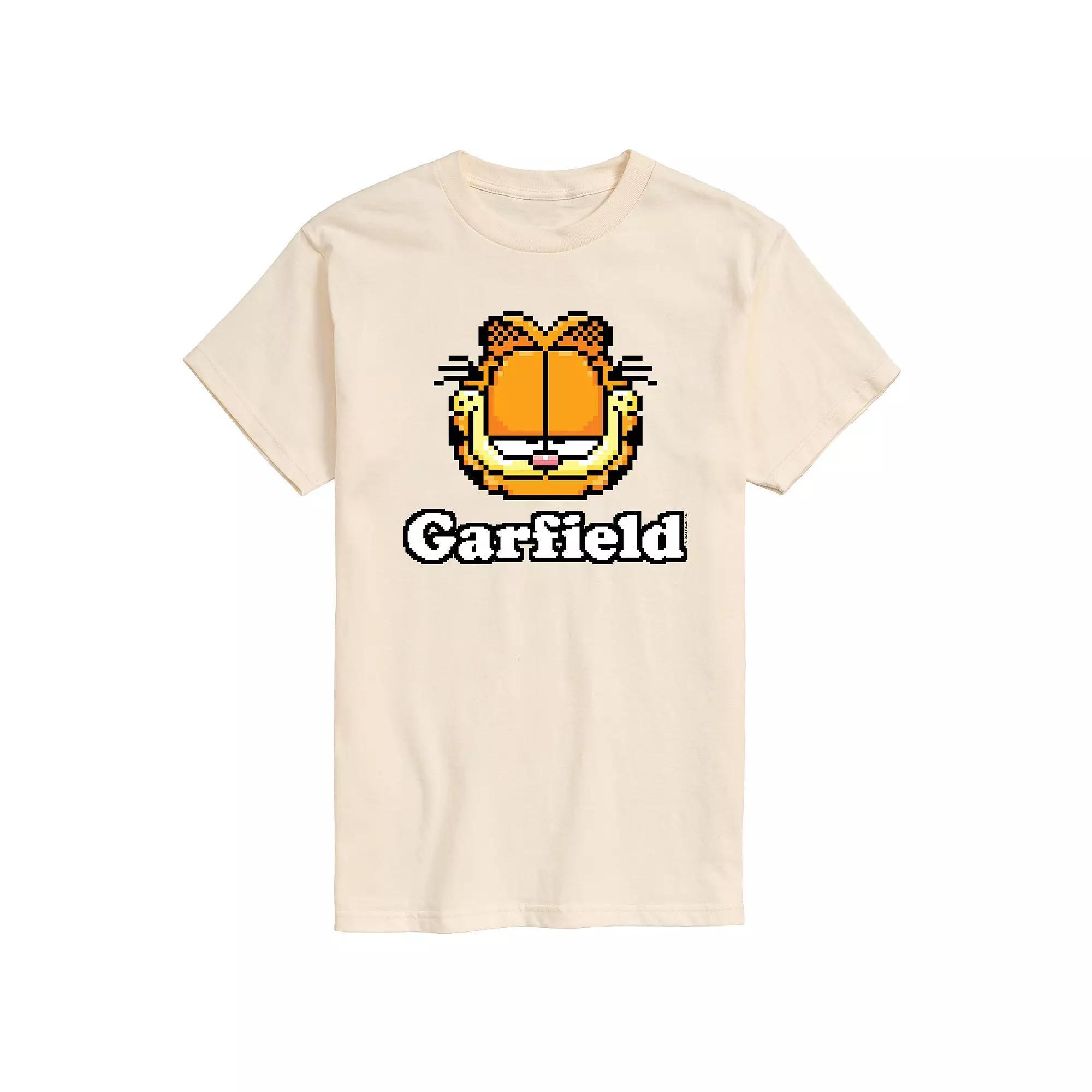 Mens Garfield Video Game Garfield Logo Graphic Tee Grey Gray Product Image