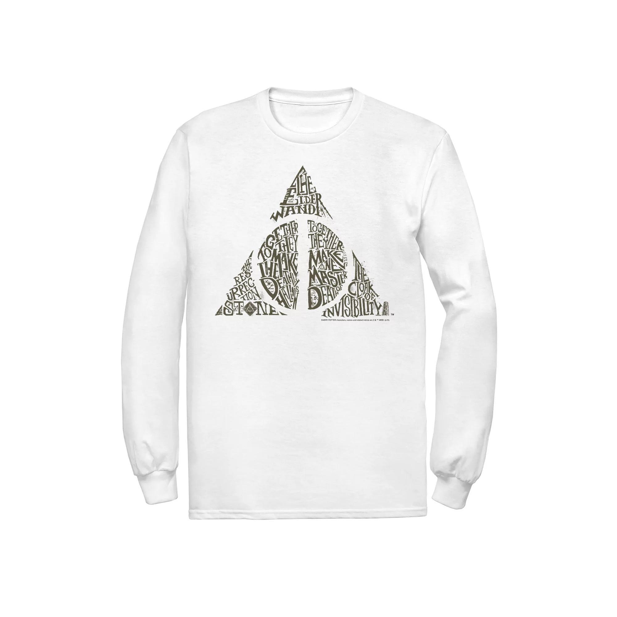 Men's Harry Potter Deathly Hallows Symbol Tee, Size: Large, White Product Image