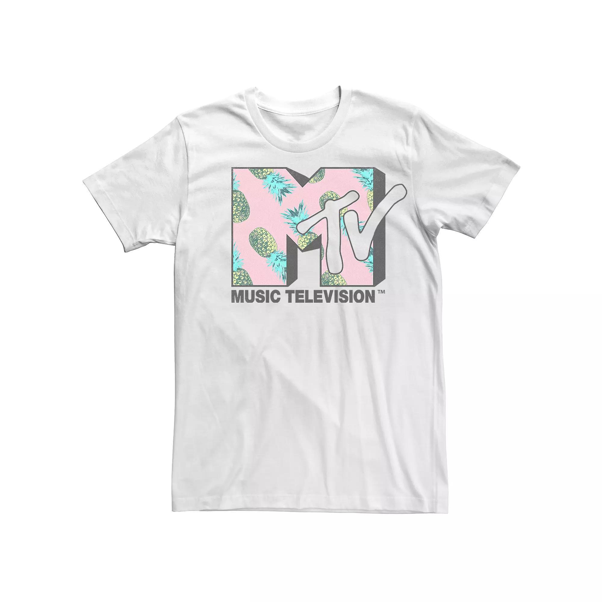 Men's MTV Pineapple Logo Tee, Size: Medium, White Product Image