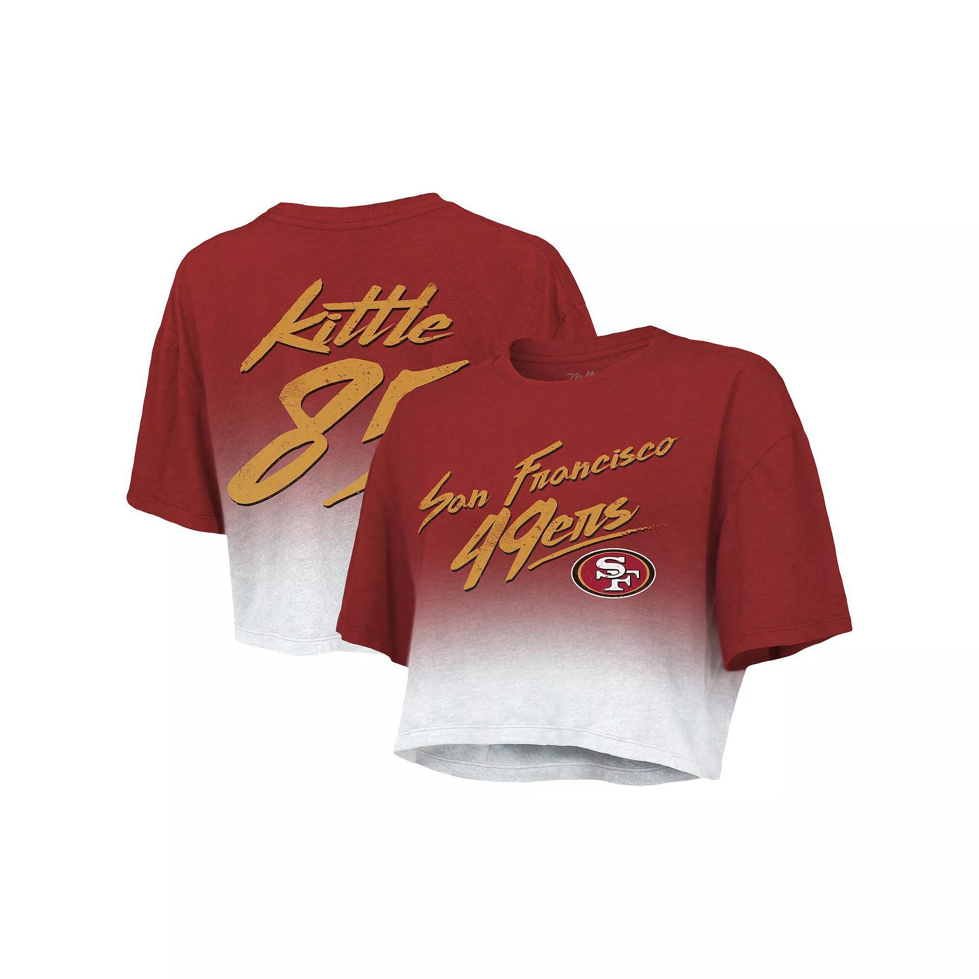 Women's Majestic Threads George Kittle Scarlet/White San Francisco 49ers Drip-Dye Player Name & Number Tri-Blend Crop T-Shirt, Size: 2XL, Red Product Image