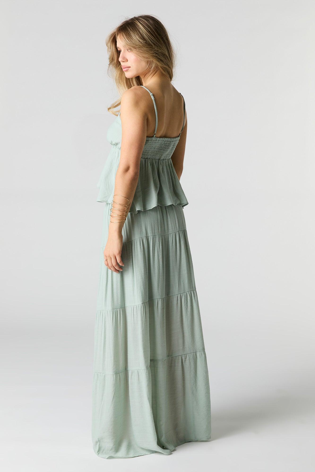 Solid Tiered Maxi Skirt Female Product Image