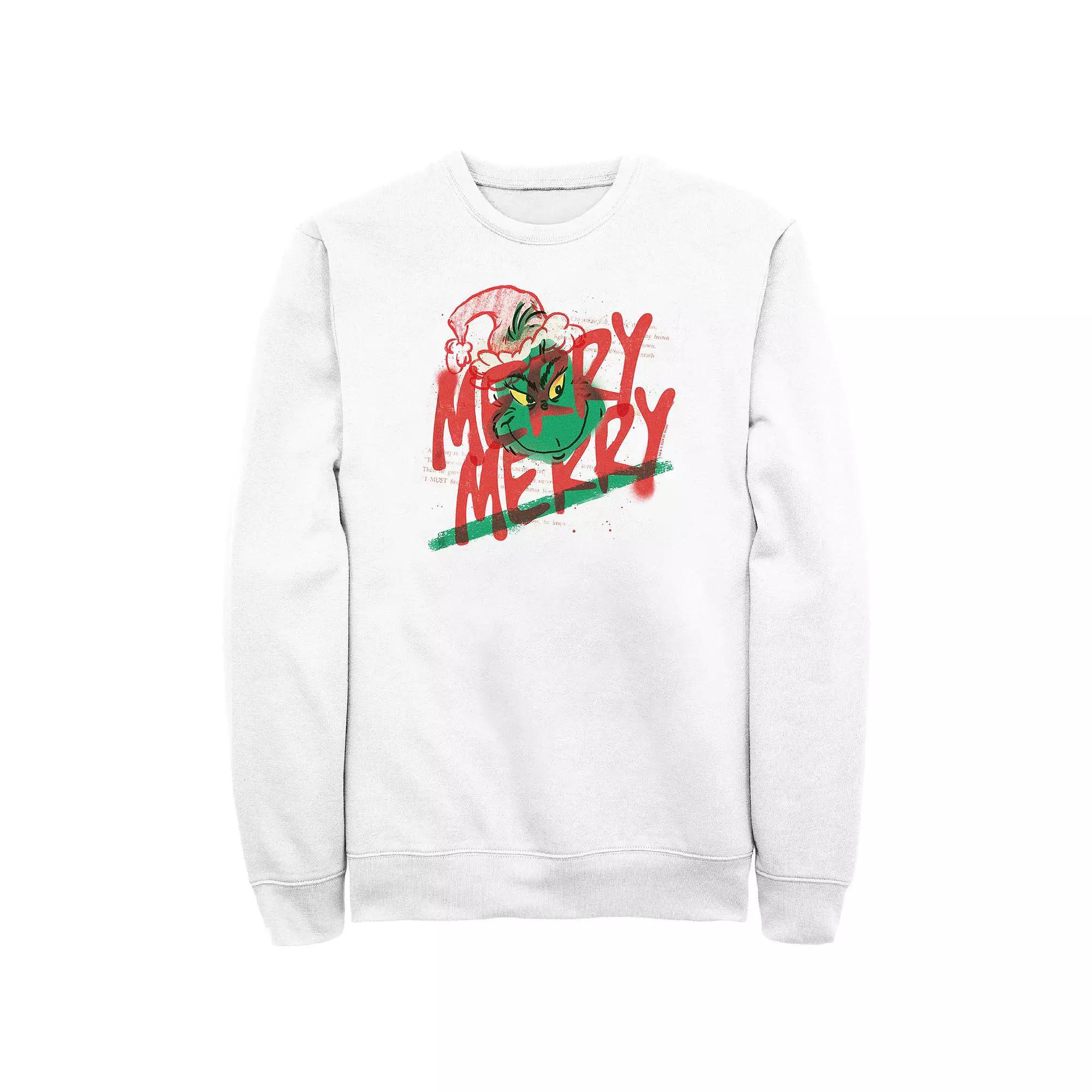 Big & Tall Dr. Seuss Grinch Merry Merry Graphic Fleece, Men's, Size: Small, White Product Image