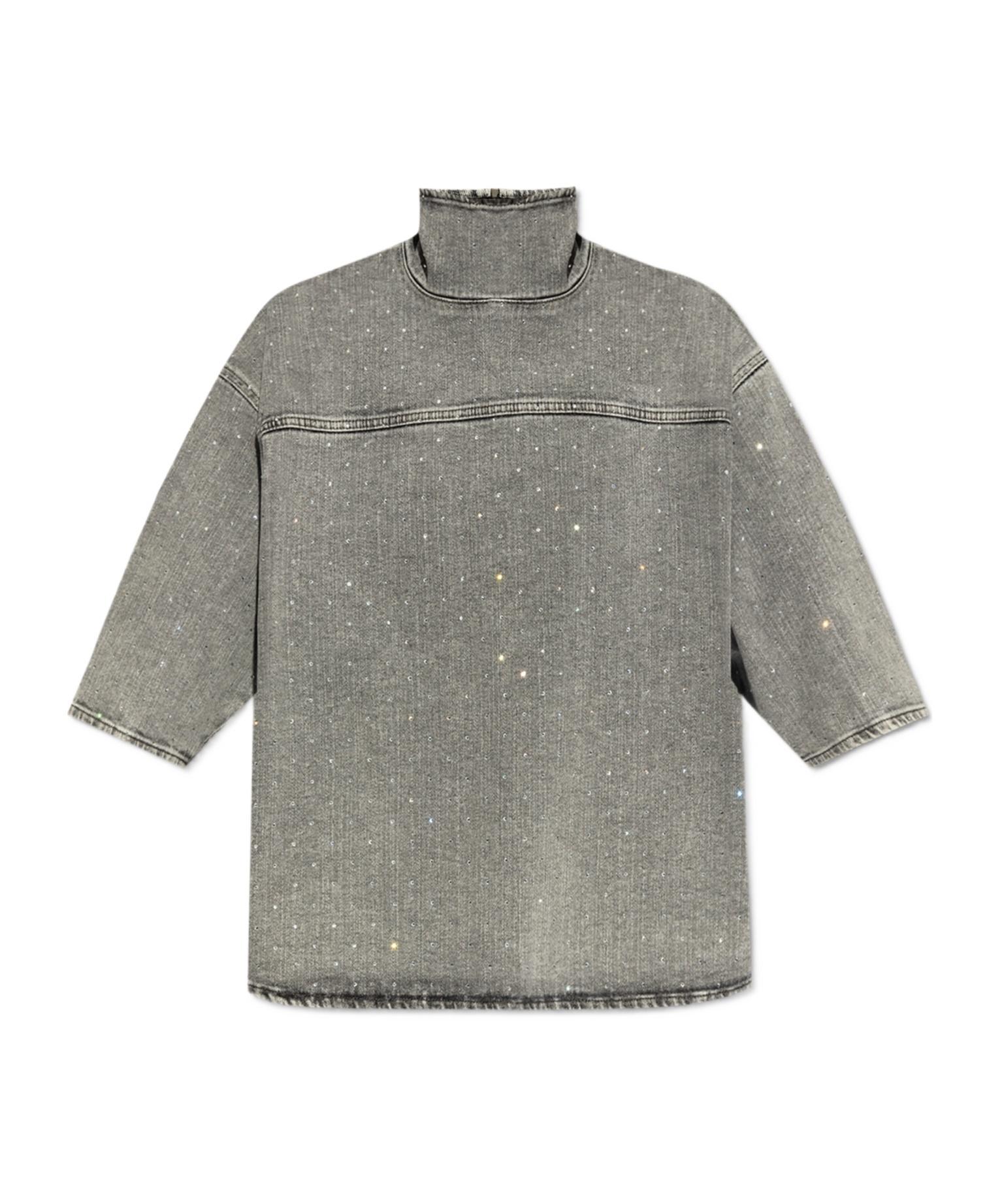 FABIANA FILIPPI Rhinestone Embroidered Denim Top In Grey Product Image