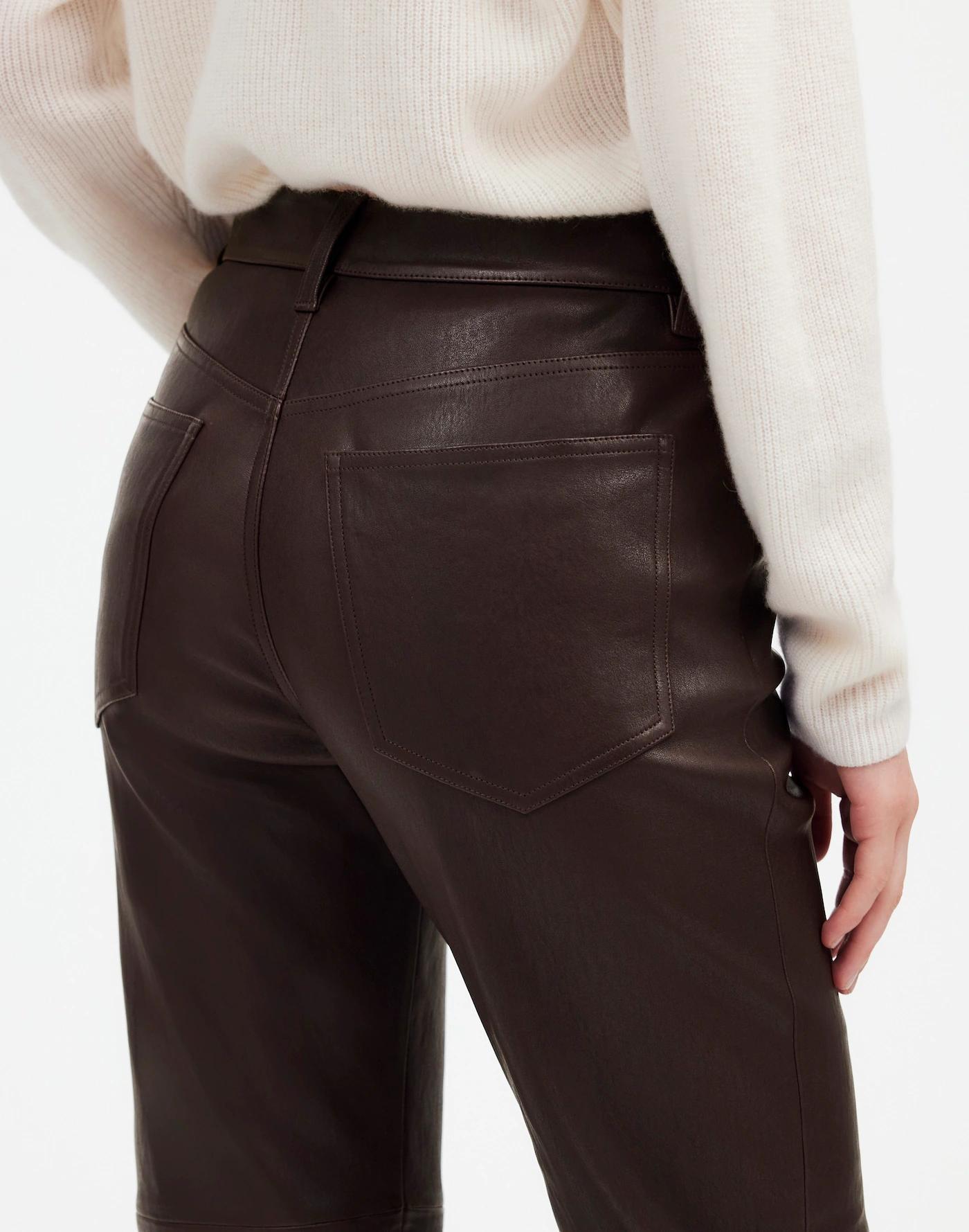The '90s Straight Mid-Rise Pant in Leather Product Image