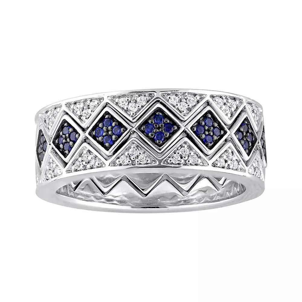 Stella Grace Sterling Silver Lab-Created Blue & White Sapphire Stack Ring Set, Women's, Size: 9 Product Image