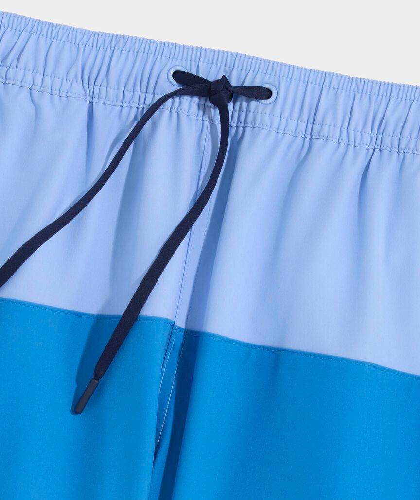 7 Inch Colorblock Piped Chappy Swim Trunks Product Image