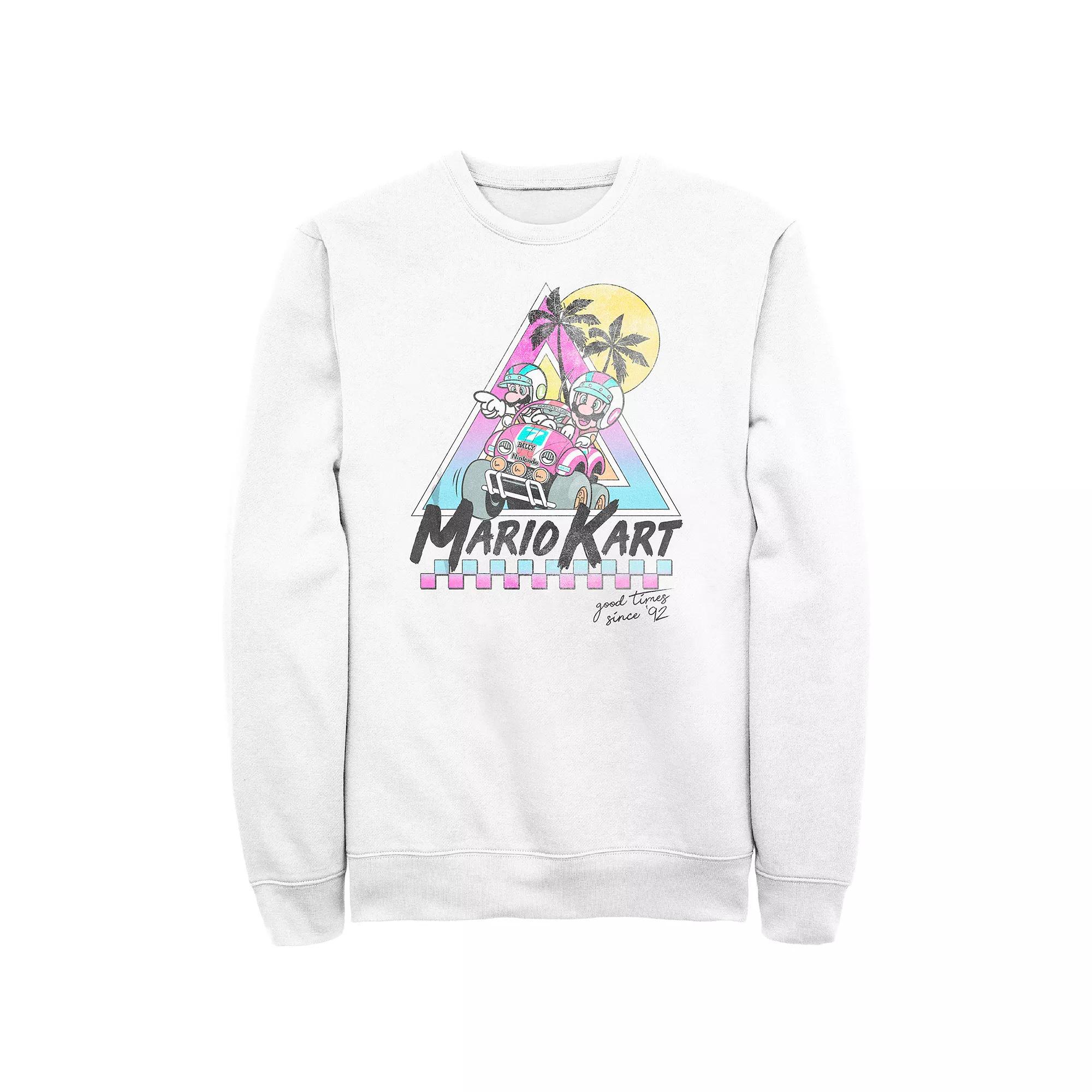 Men's Nintendo Mario Kart Beach Race Good Times Since 92 Fleece Sweatshirt, Size: XXL, White Product Image