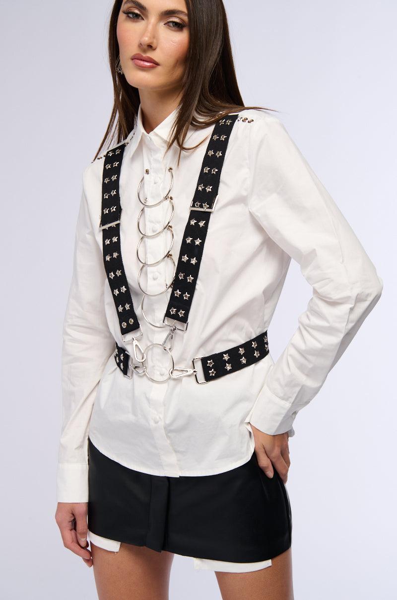 DOWN WITH THE SICKNESS BUTTON DOWN POPLIN TOP Product Image