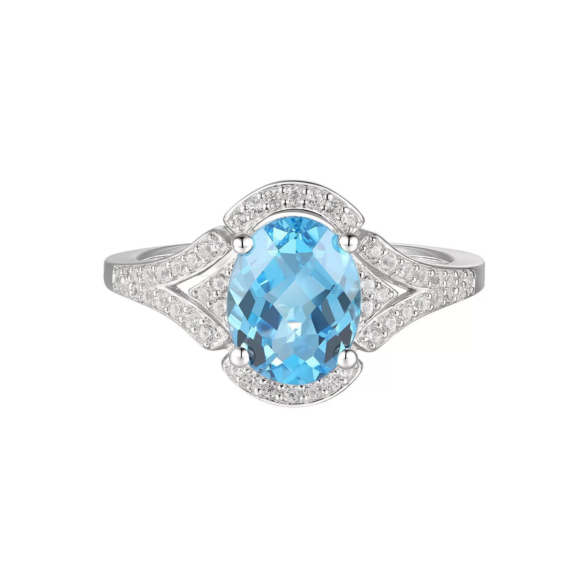 Sterling Silver Blue Topaz & Lab-Created White Sapphire Ring, Women's, Size: 7 Product Image