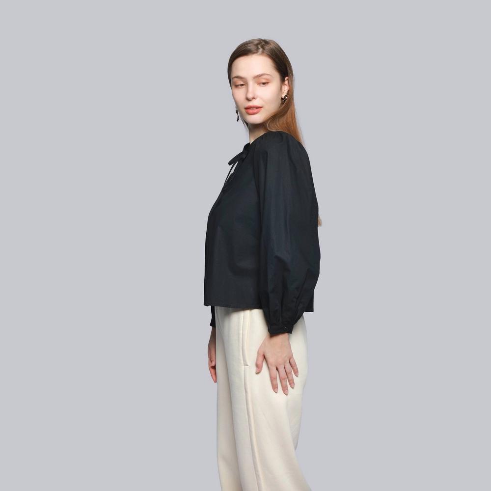 Women's Balloon Long Sleeve Blouse - A New Day™ Black Product Image