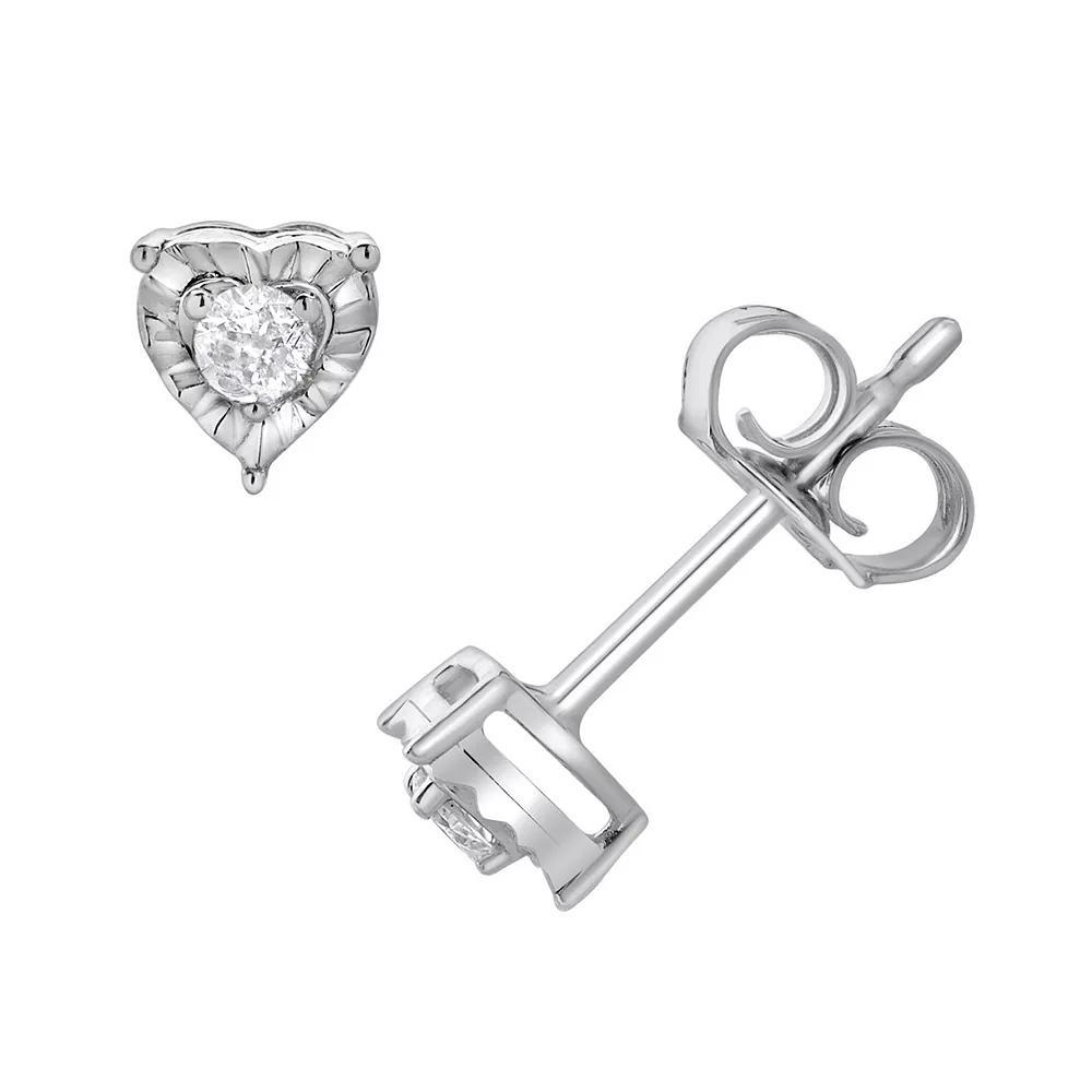 Diamond Brilliance 1/10 Carat T.W. Lab-Grown Diamond Heart Stud Earrings, Women's, Silver Tone Product Image