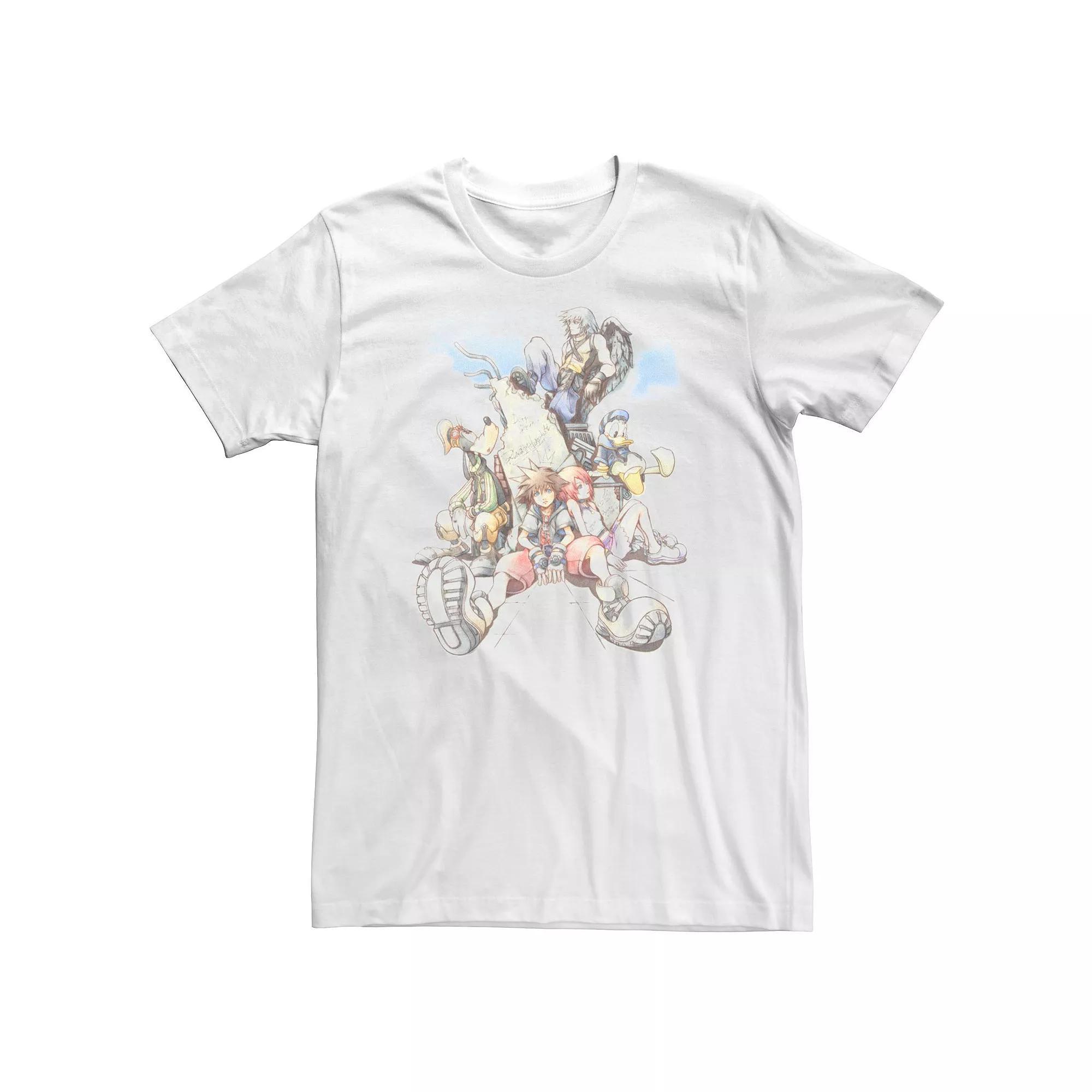 Big & Tall Disney Kingdom Hearts Group Shot Deep Dive Sketch Tee, Men's, Size: 4XL, White Product Image