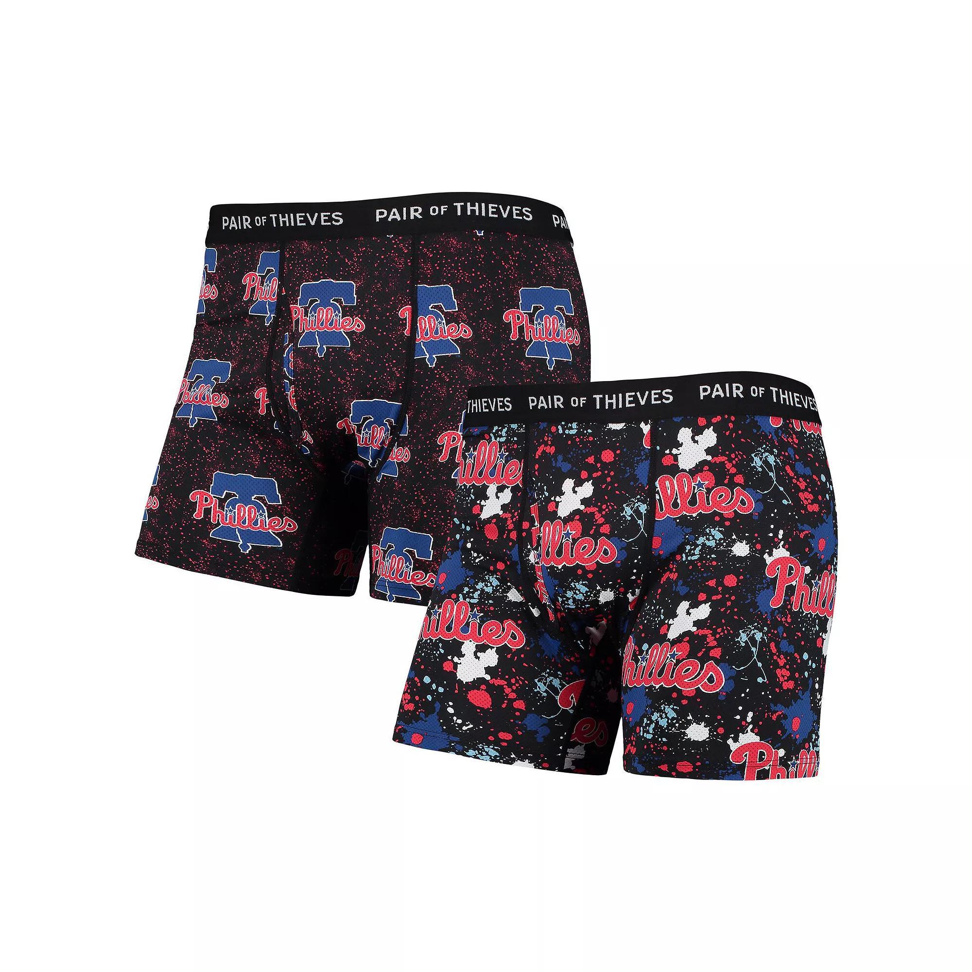 Men's Pair of Thieves Black Philadelphia Phillies Super Fit 2-Pack Boxer Briefs Set, Size: XL Product Image