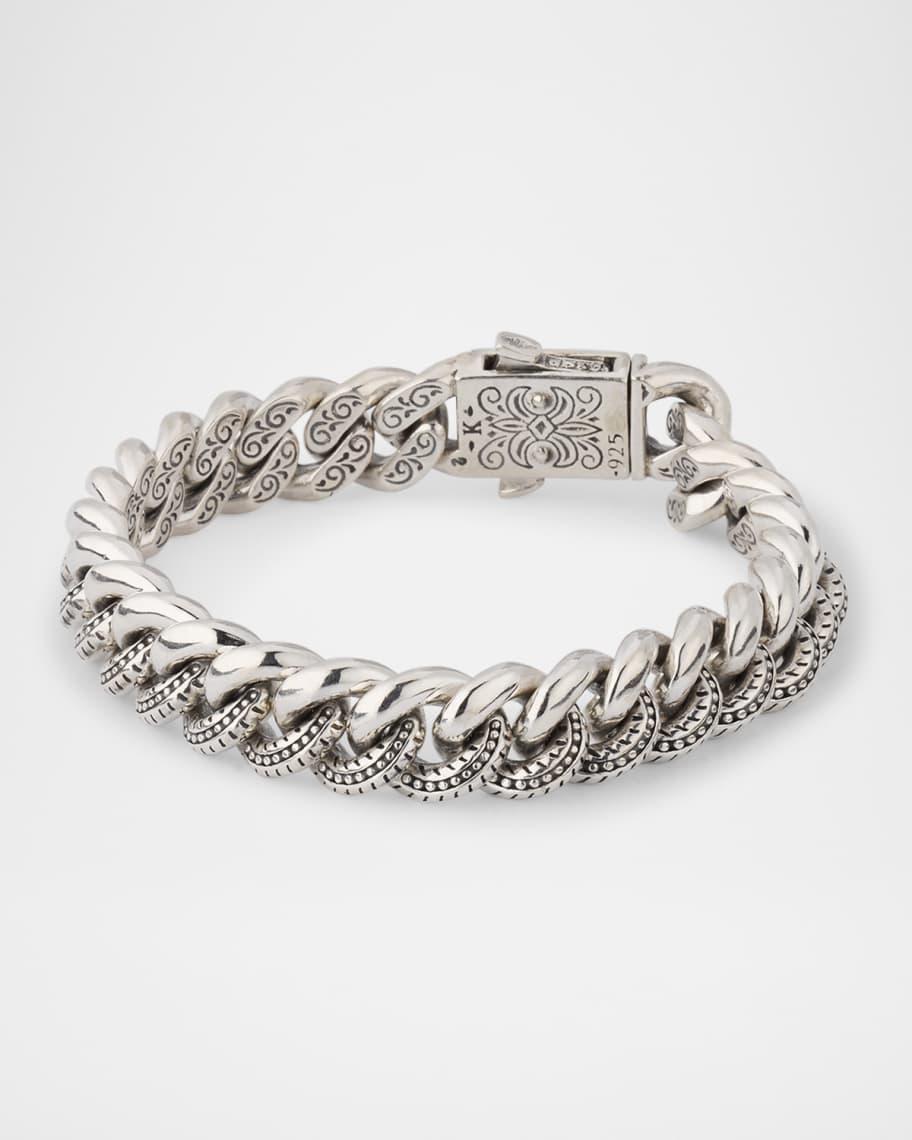 Mens Sterling Silver Chain Bracelet with Bronze Tigers Eye Clasp Product Image