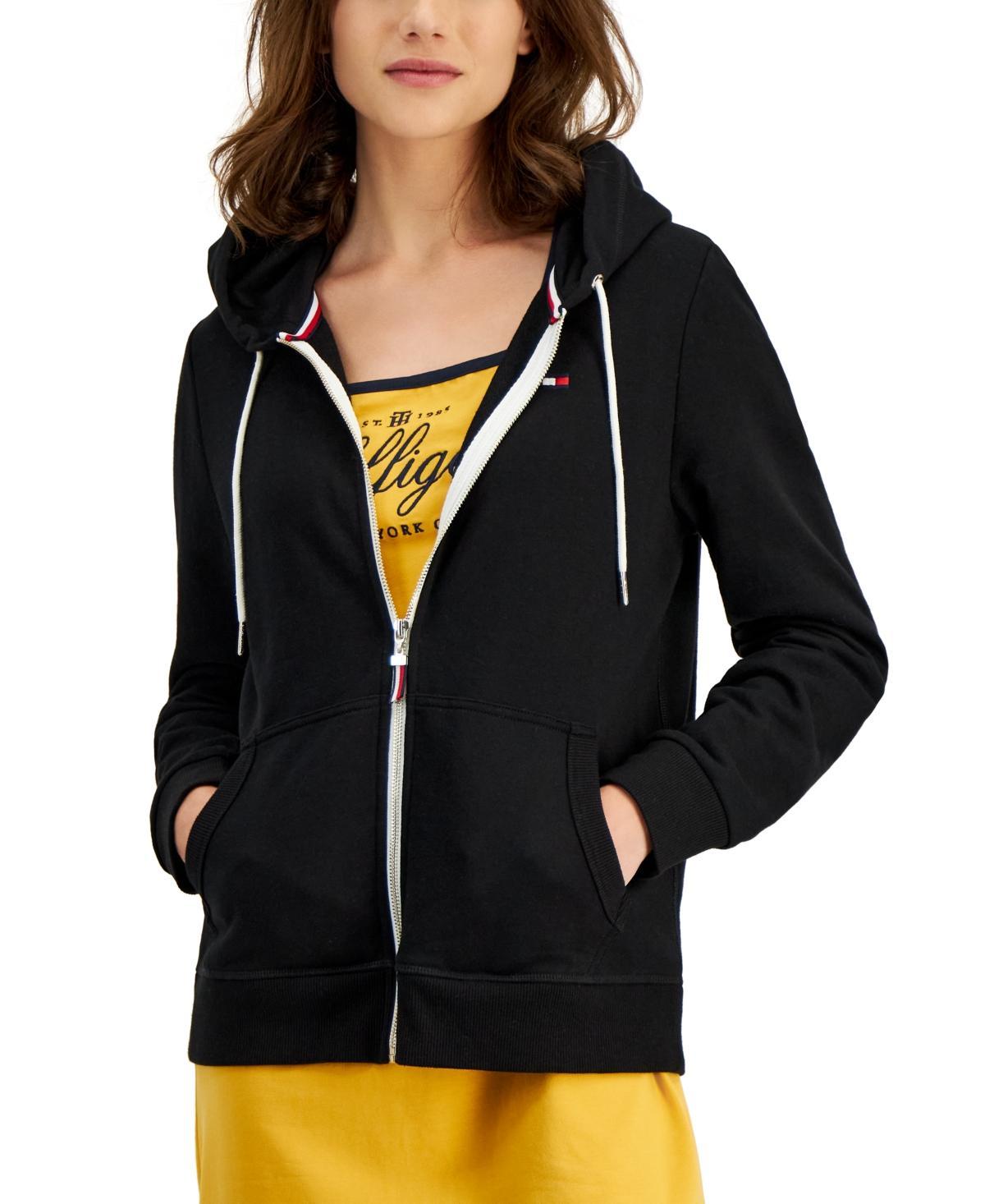 Tommy Hilfiger Flag Zip Hoodie (Sky Captain) Women's Clothing Product Image