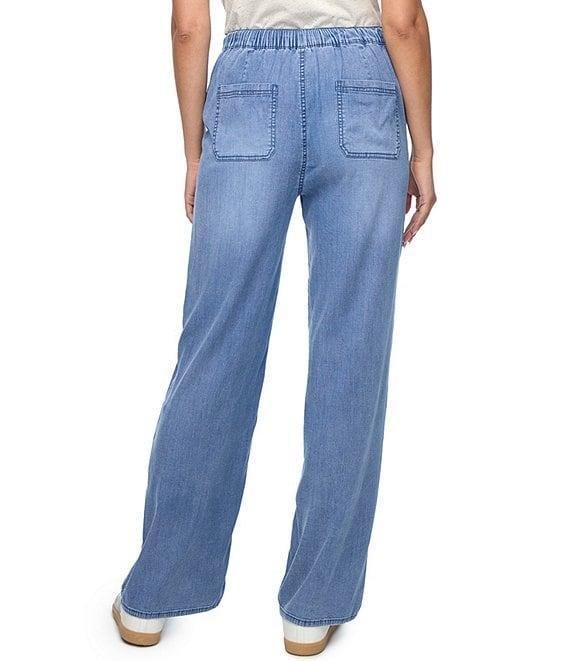 Flag and Anthem Bluffton Mid Rise Wide Leg Pull-on Lightweight Denim Pants Product Image