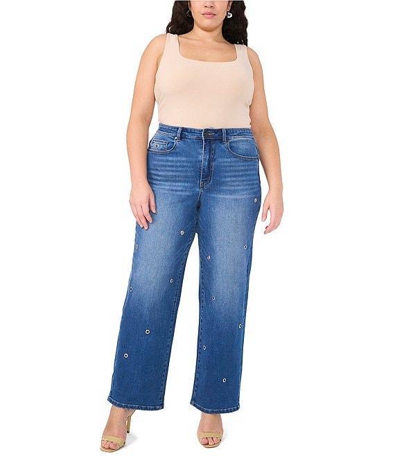 Vince Camuto Plus Size Wide Leg Grommet Detail Jeans Product Image