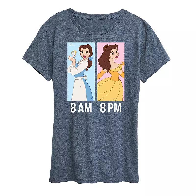 Disney Princess Belle Women's AM to PM Graphic Tee, Size: Small, Grey Blue Product Image