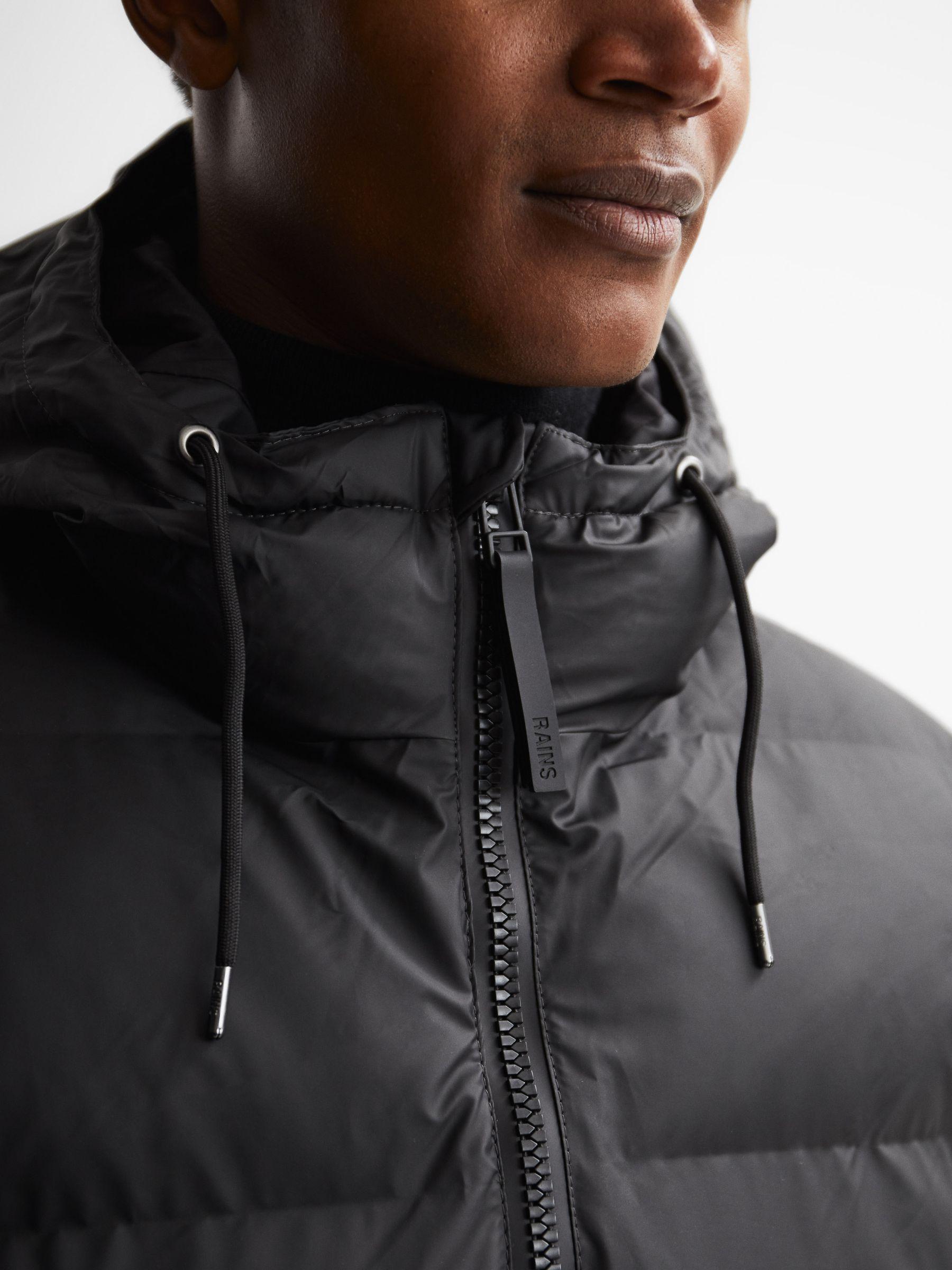 Rains Hooded Puffer Jacket in Black Product Image
