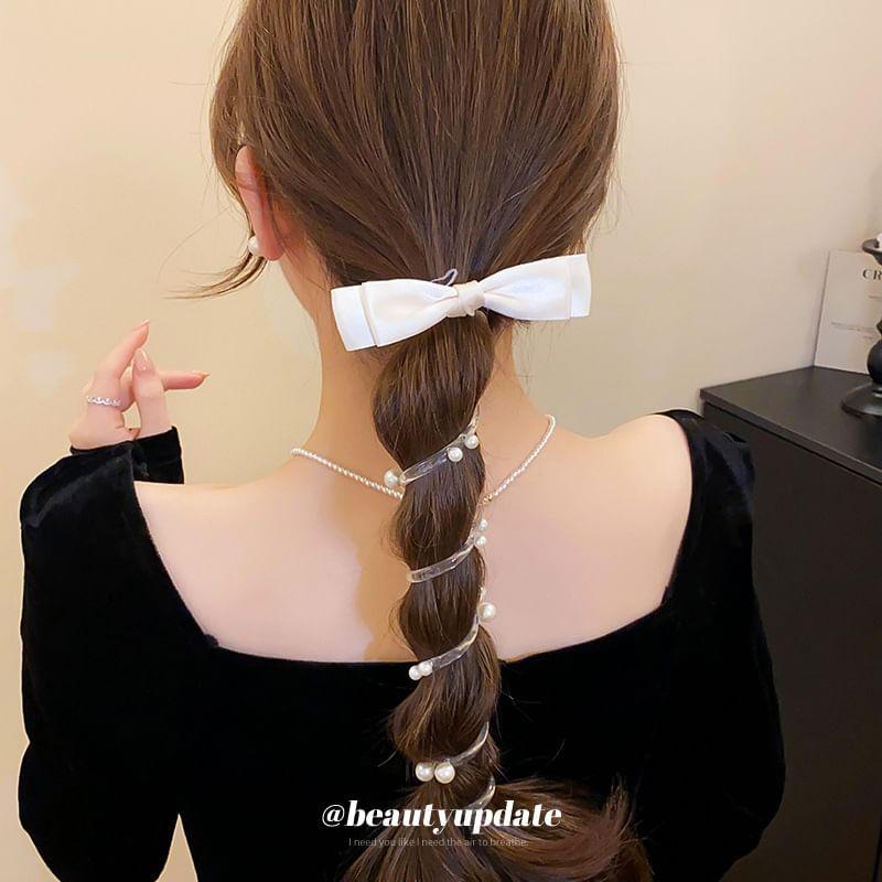 Bow Faux Pearl Hair Tie Product Image