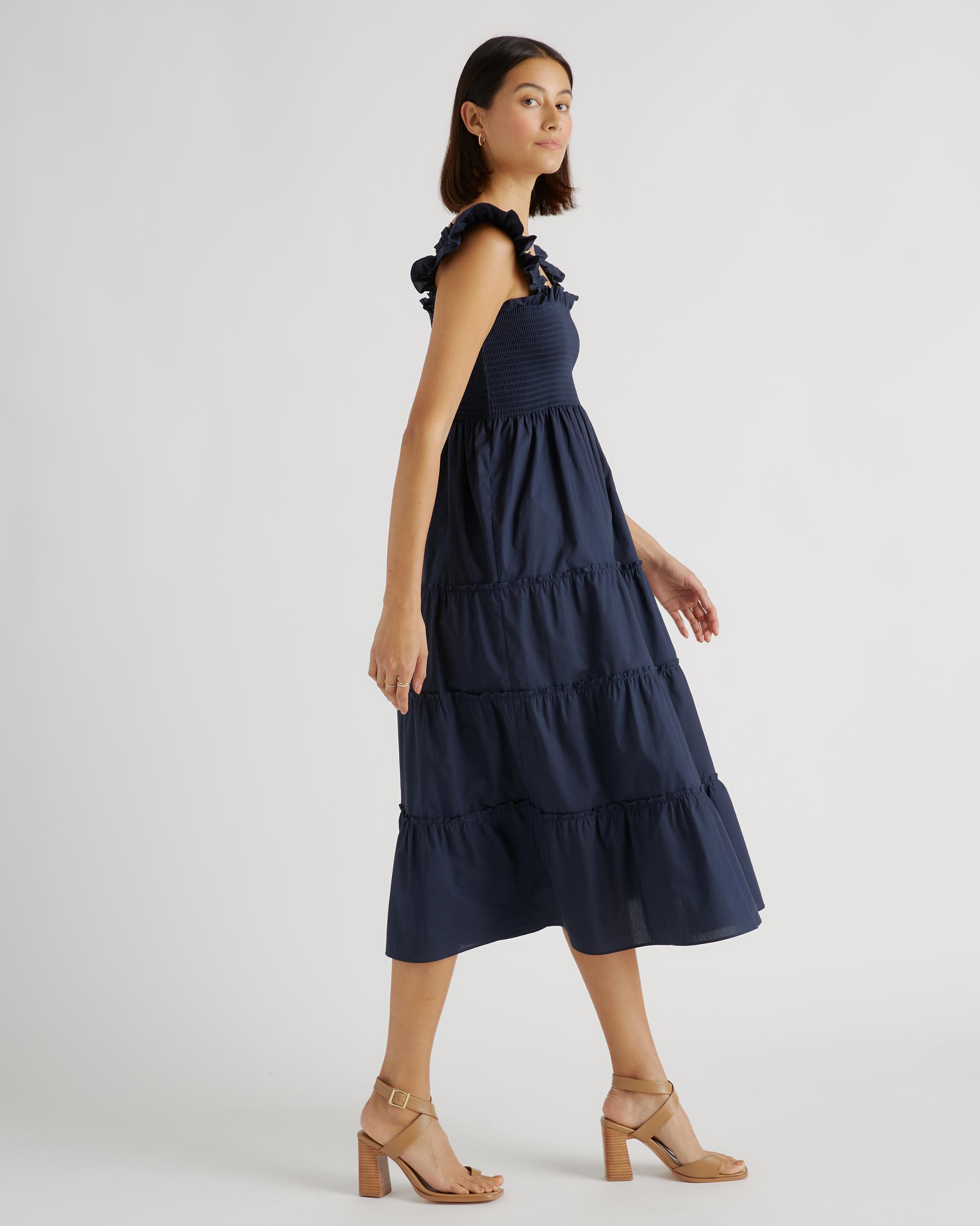 Quince | Women's Smocked Midi Dress Organic Cotton Product Image