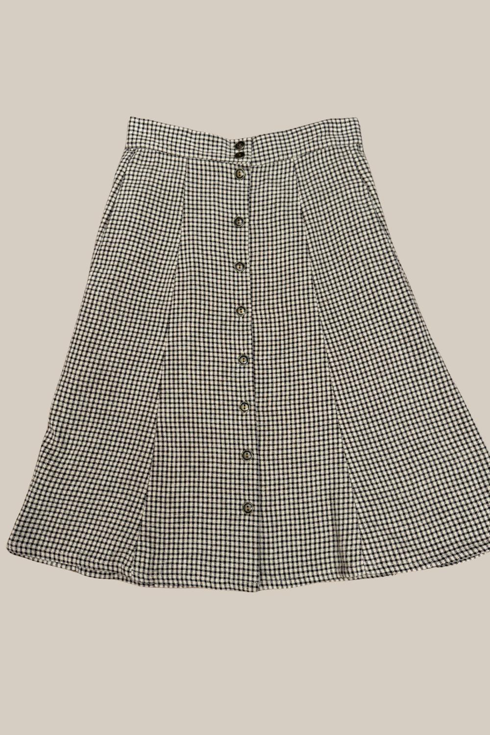 Bae Skirt in Black & Oat Cotton Gingham Product Image