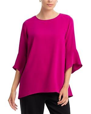 Caroline Rose Julia Matte Crepe Crew Neck 34 Ruffled Sleeve High Product Image