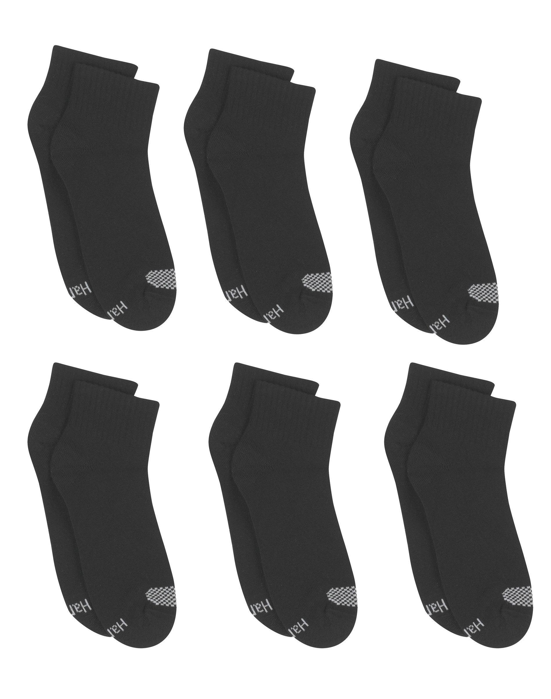 Hanes Womens Breathable Cushioned Ankle Socks, Comfort Toe Seam, Extended Sizes 8 - 12, 6-Pairs Black w/White Vent 8-12 Product Image