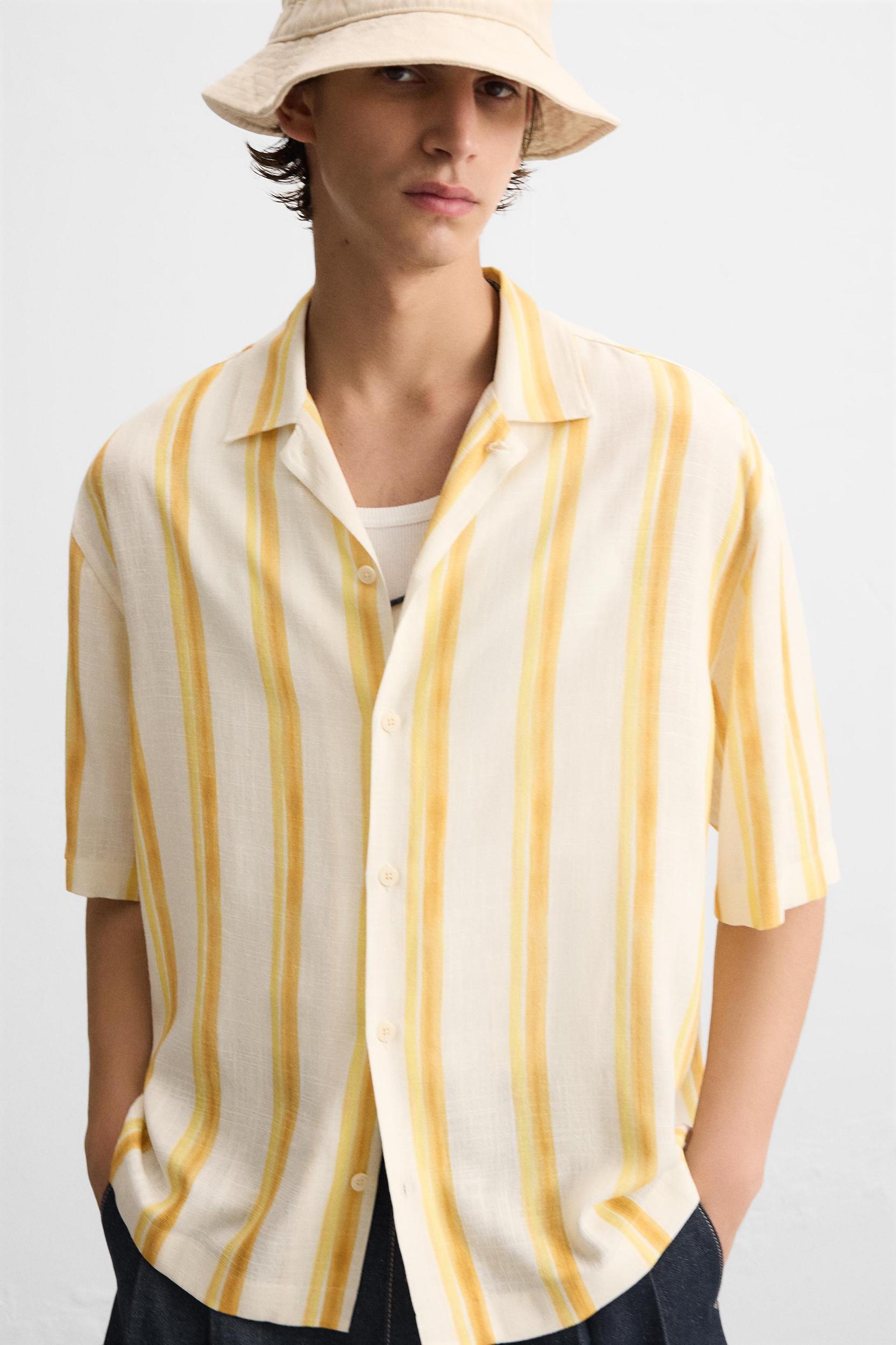 VISCOSE LINEN STRIPED SHIRT Product Image