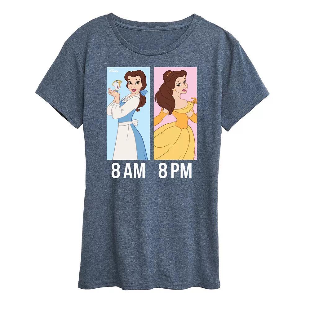 Disney Princess Belle Women's AM to PM Graphic Tee, Size: Small, Grey Blue Product Image