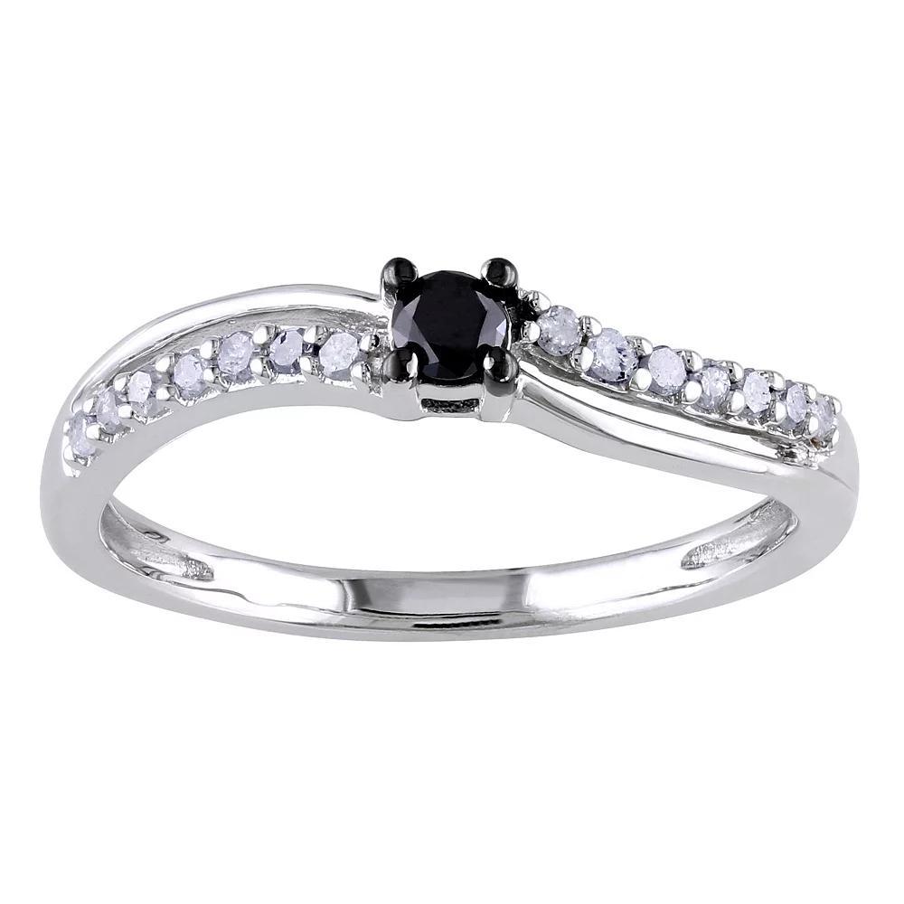 Stella Grace Sterling Silver 1/4 Carat T.W. Black & White Engagement Ring, Women's, Size: 8 Product Image