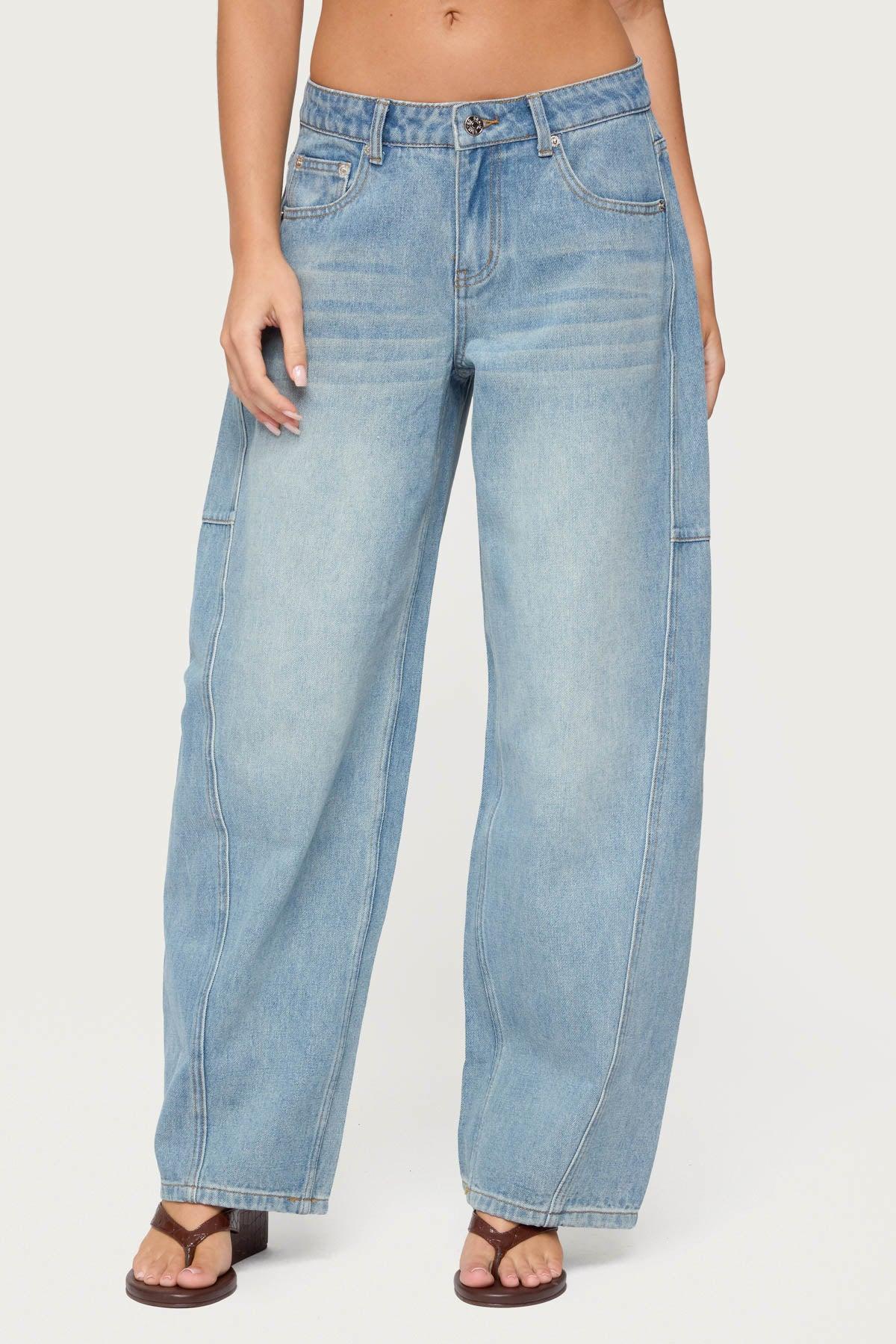 Korie Barrel Leg Low Rise Jeans Product Image