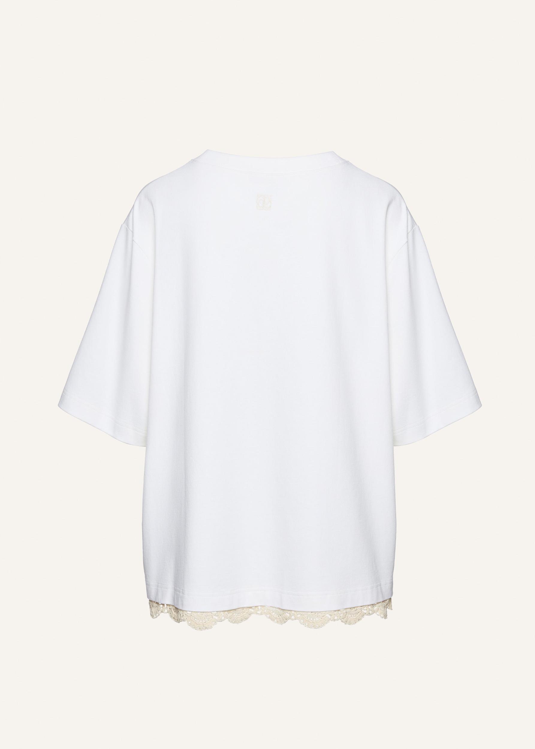 Lace detail oversized heavy t-shirt in white Product Image