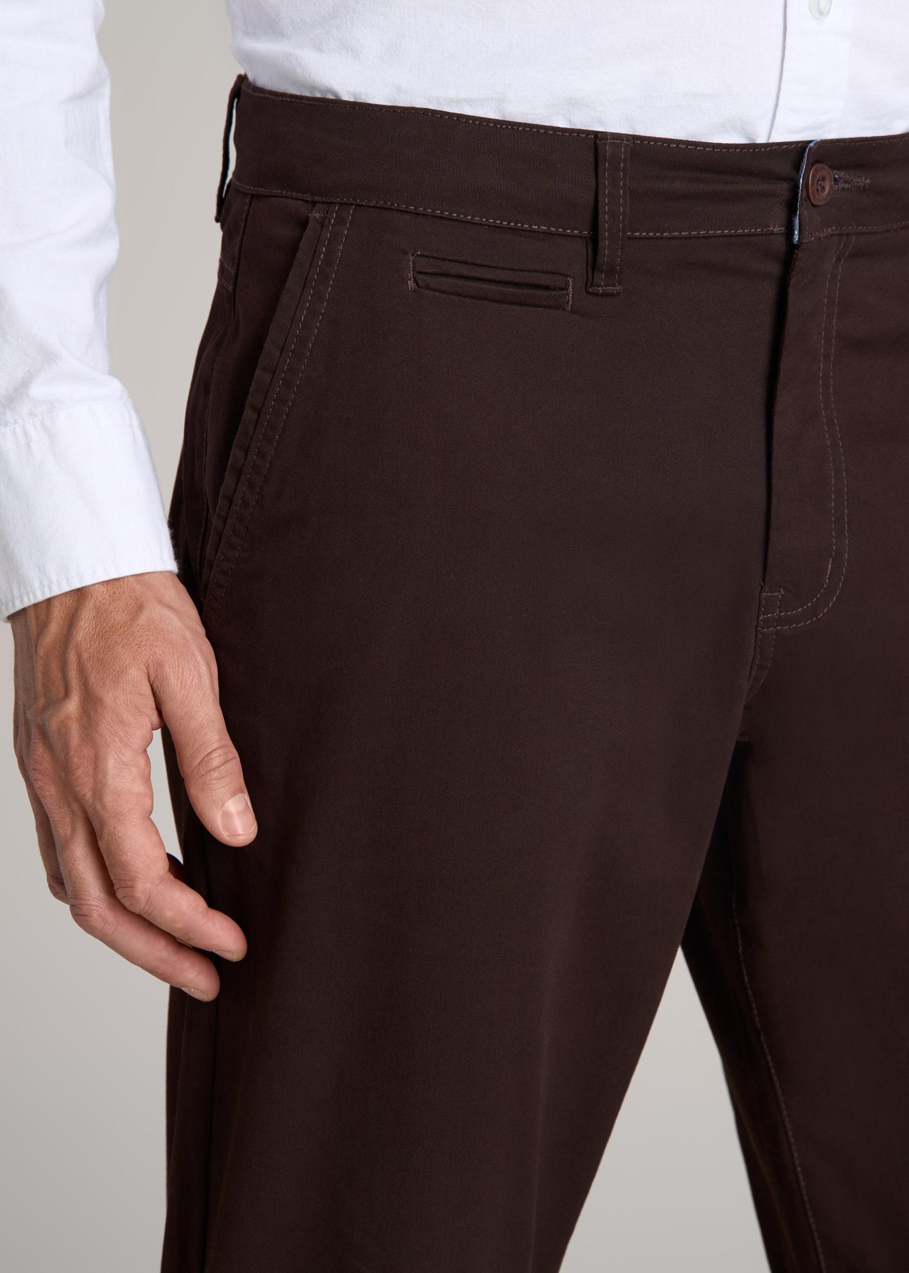 J1 STRAIGHT Leg Chinos for Tall Men in Chocolate Product Image