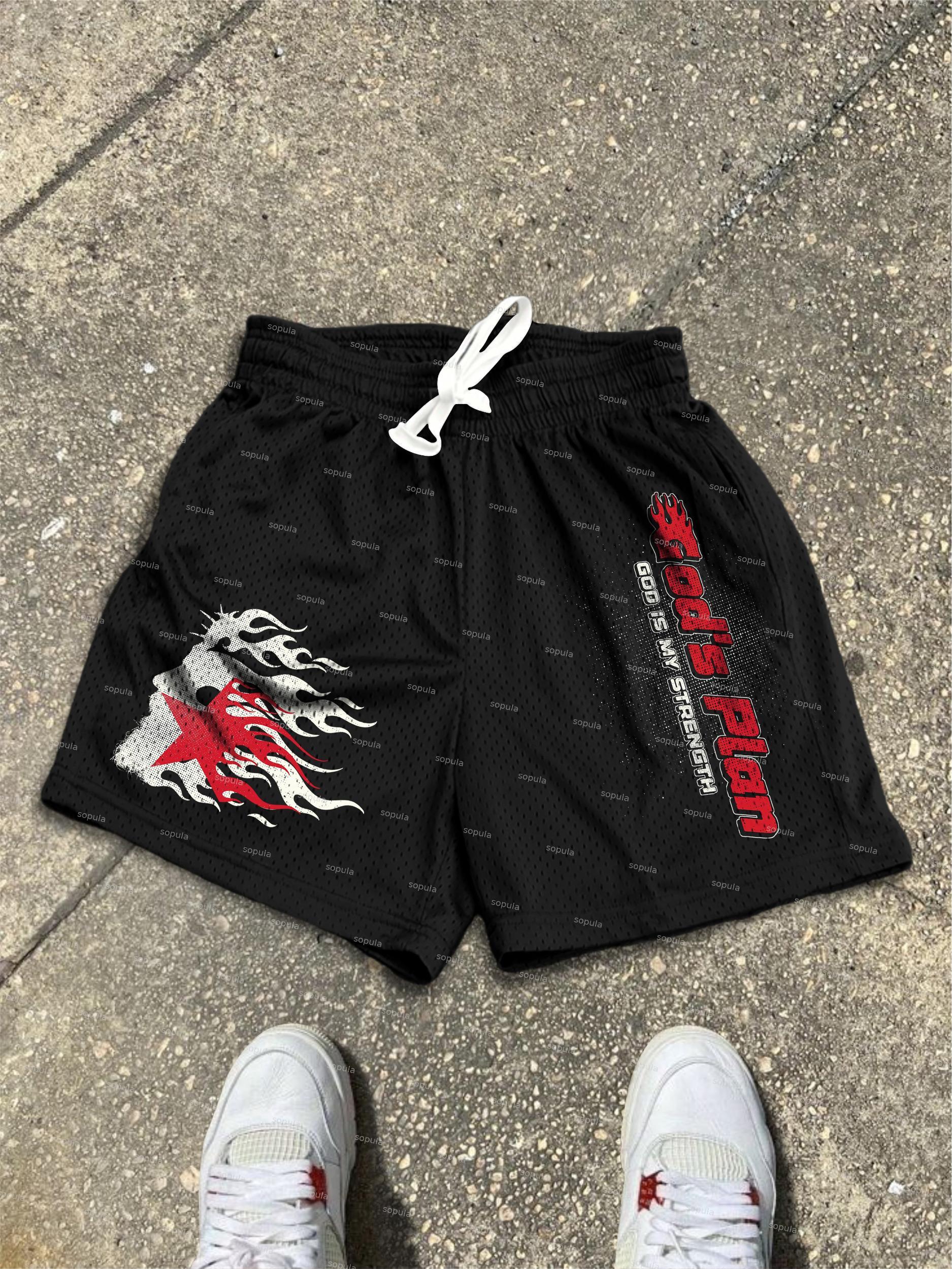 Sopula Men's God's Plan Flame Jesus Graphic Mesh Shorts Product Image