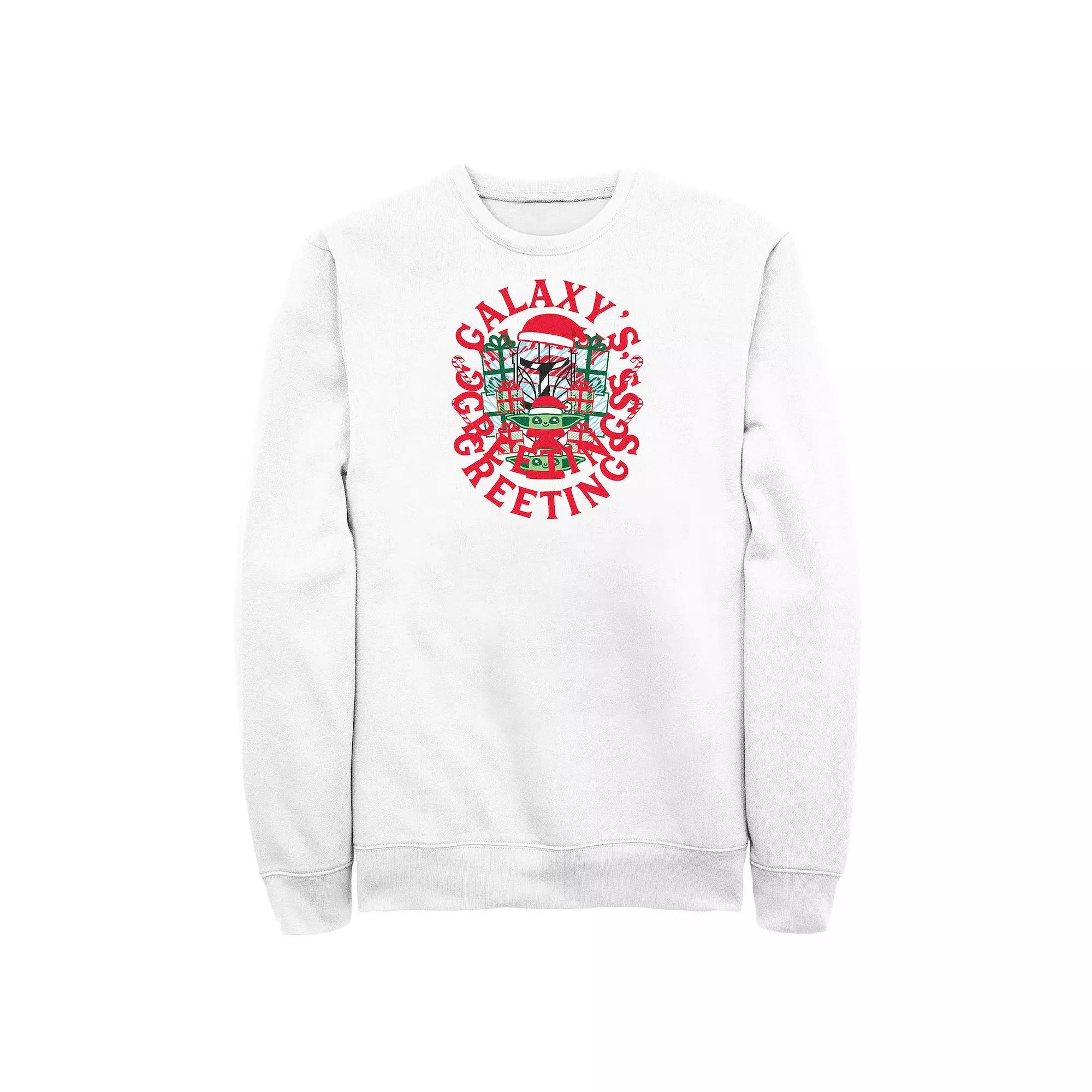 Men's The Mandalorian Galaxy's Greetings Graphic Fleece, Size: XXL, White Product Image