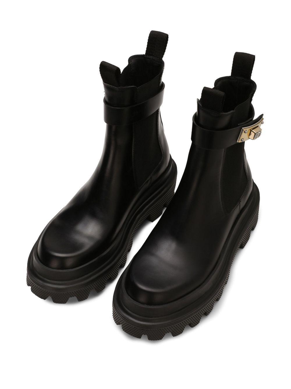 branded-strap leather Chelsea boots Product Image
