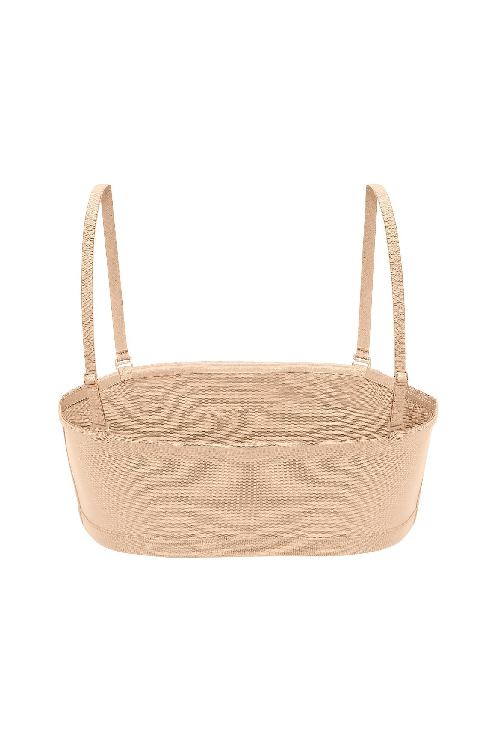 Soft Mesh Bandeau Bra in Beige Product Image