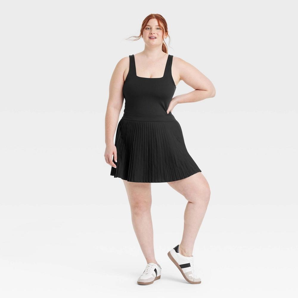 Women's Pleated Active Dress - All In Motion™ Black L: Moisture Wicking, Built-in Shorts, UPF 50+ Product Image