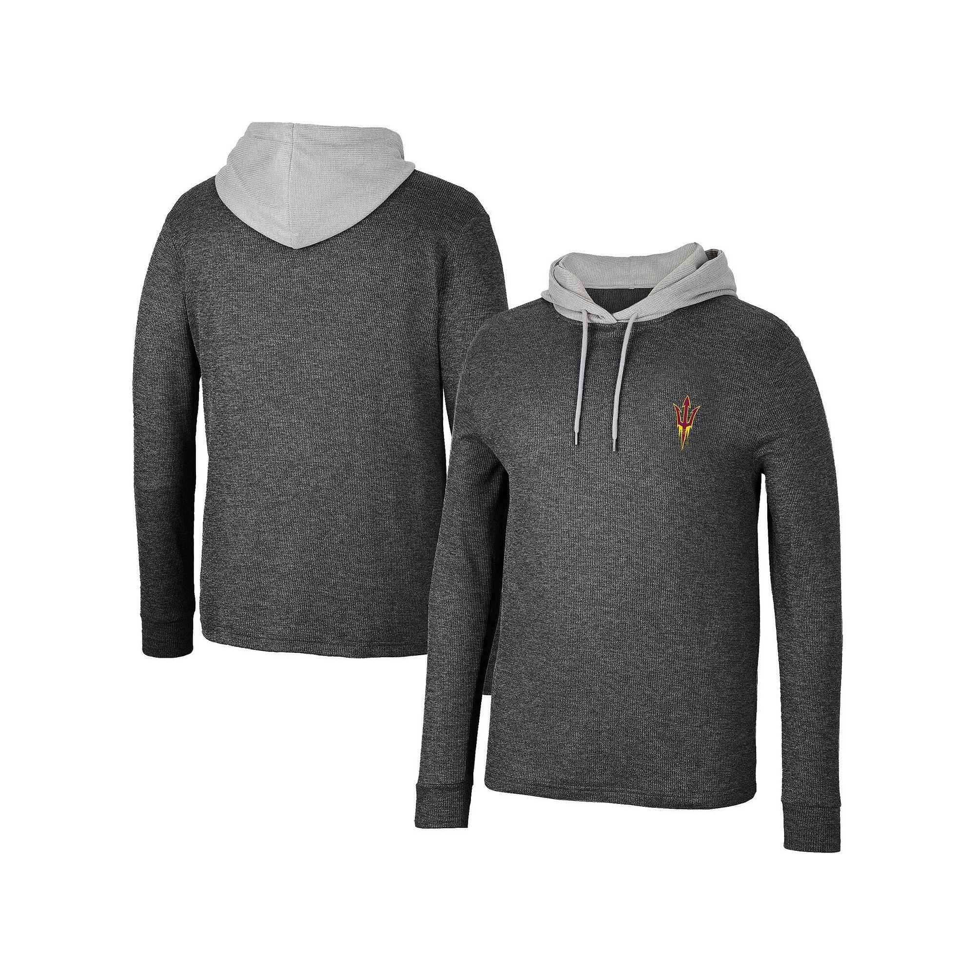 Men's Colosseum Black Air Force Falcons Ballot Waffle-Knit Thermal Long Sleeve Hoodie T-Shirt, Size: Medium, Afa Black Product Image