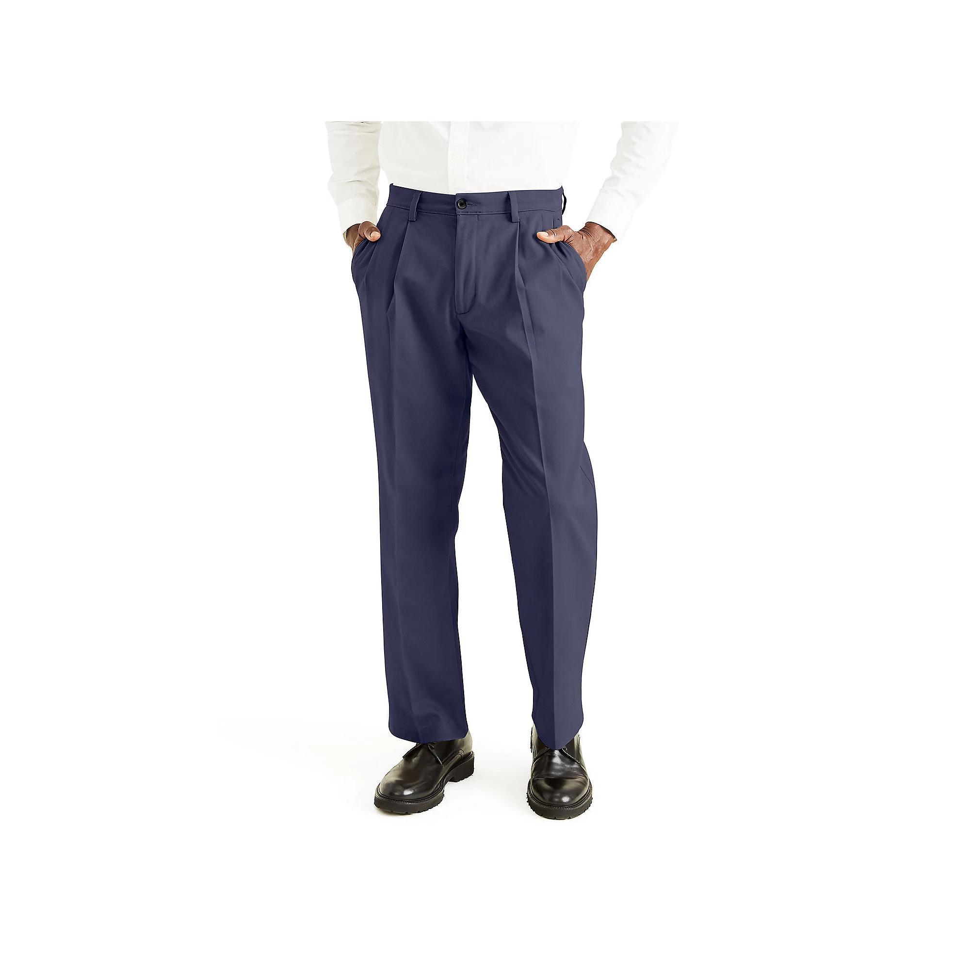Mens Dockers Stretch Easy Khaki Classic-Fit Pleated Pants Dockers Blue Product Image