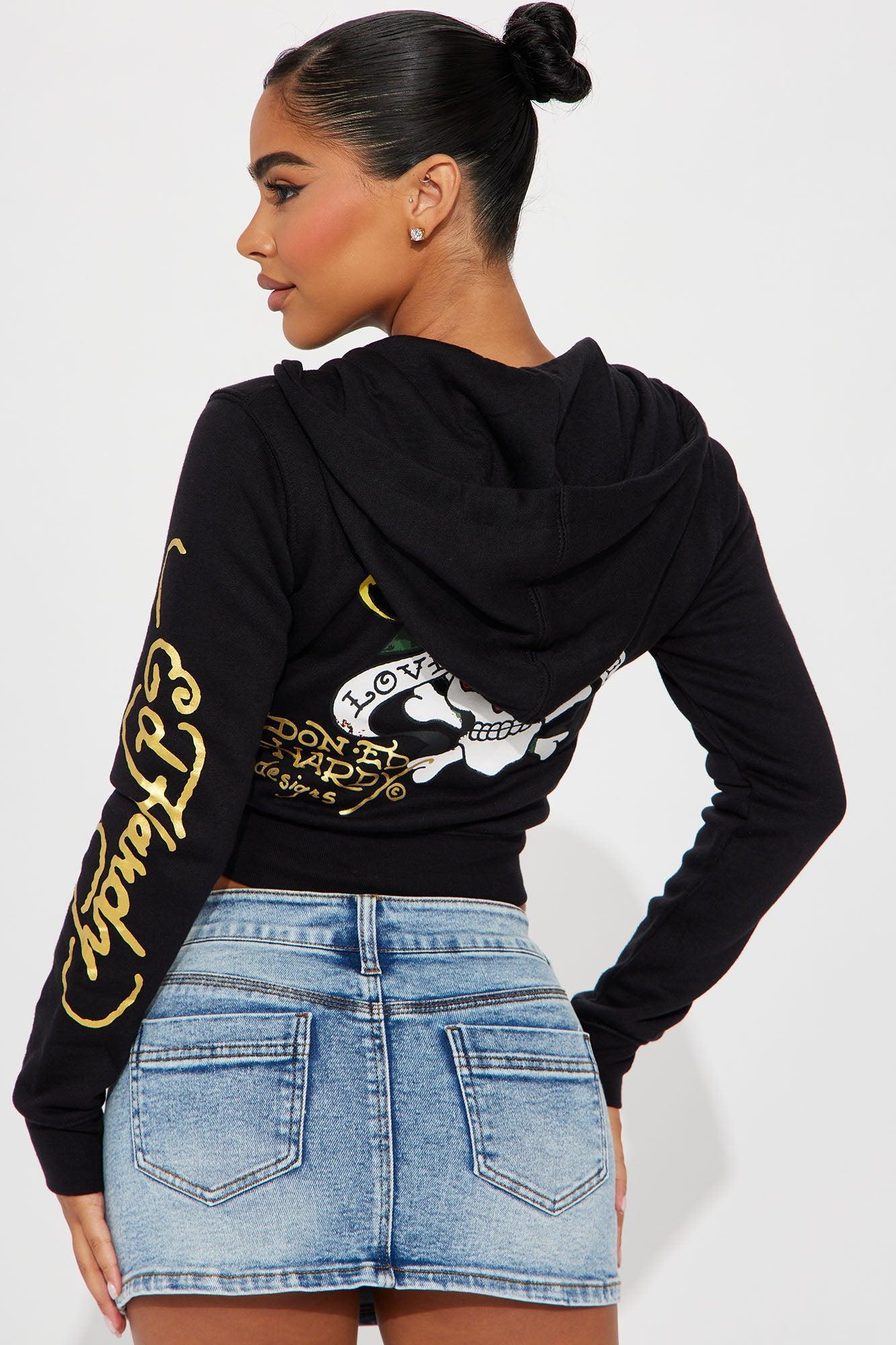 Love Kills Ed Hardy Zip Front Hoodie - Black Product Image