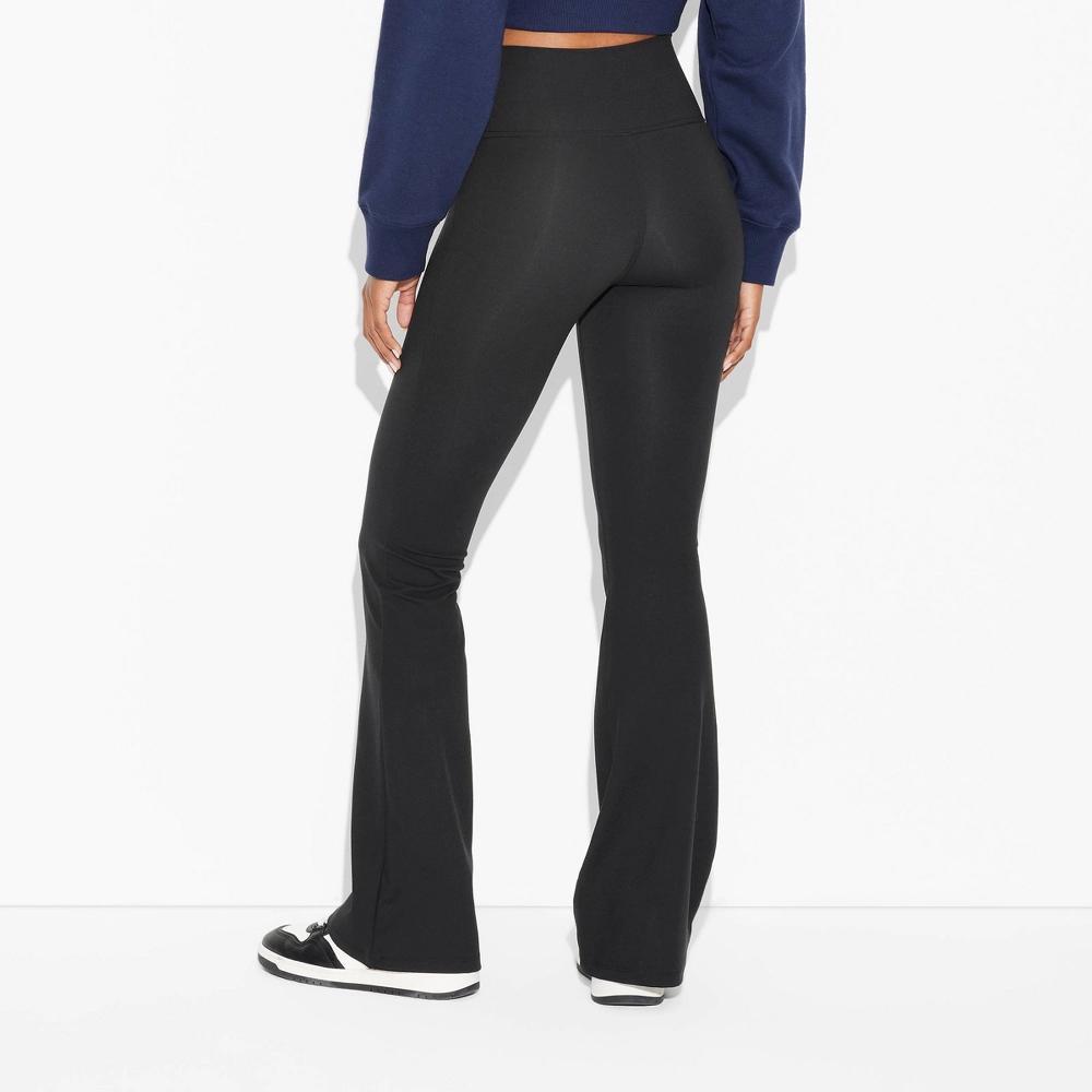 Women's High-Waisted ButterBliss Flare Leggings - Wild Fable™ Black XS: Recycled Polyester, Slim Fit Product Image
